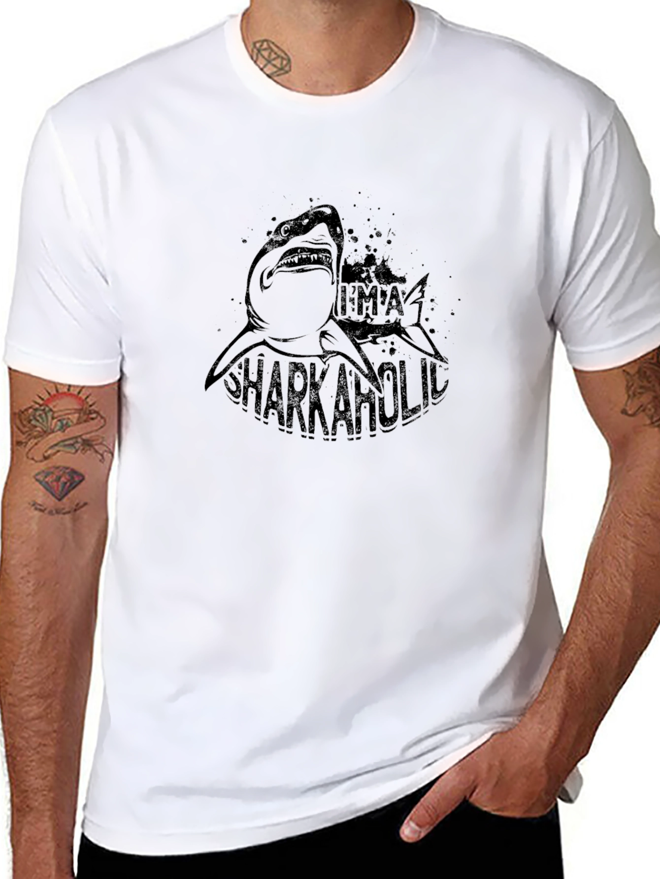 Sharkaholic Graphic Print Tee