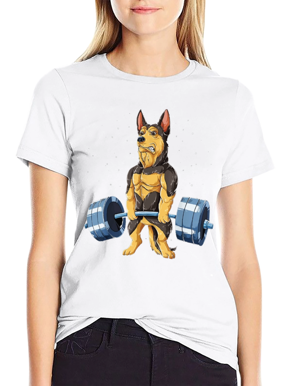 Funny Dog Lifting Weights T-Shirt Gym Lover Gift