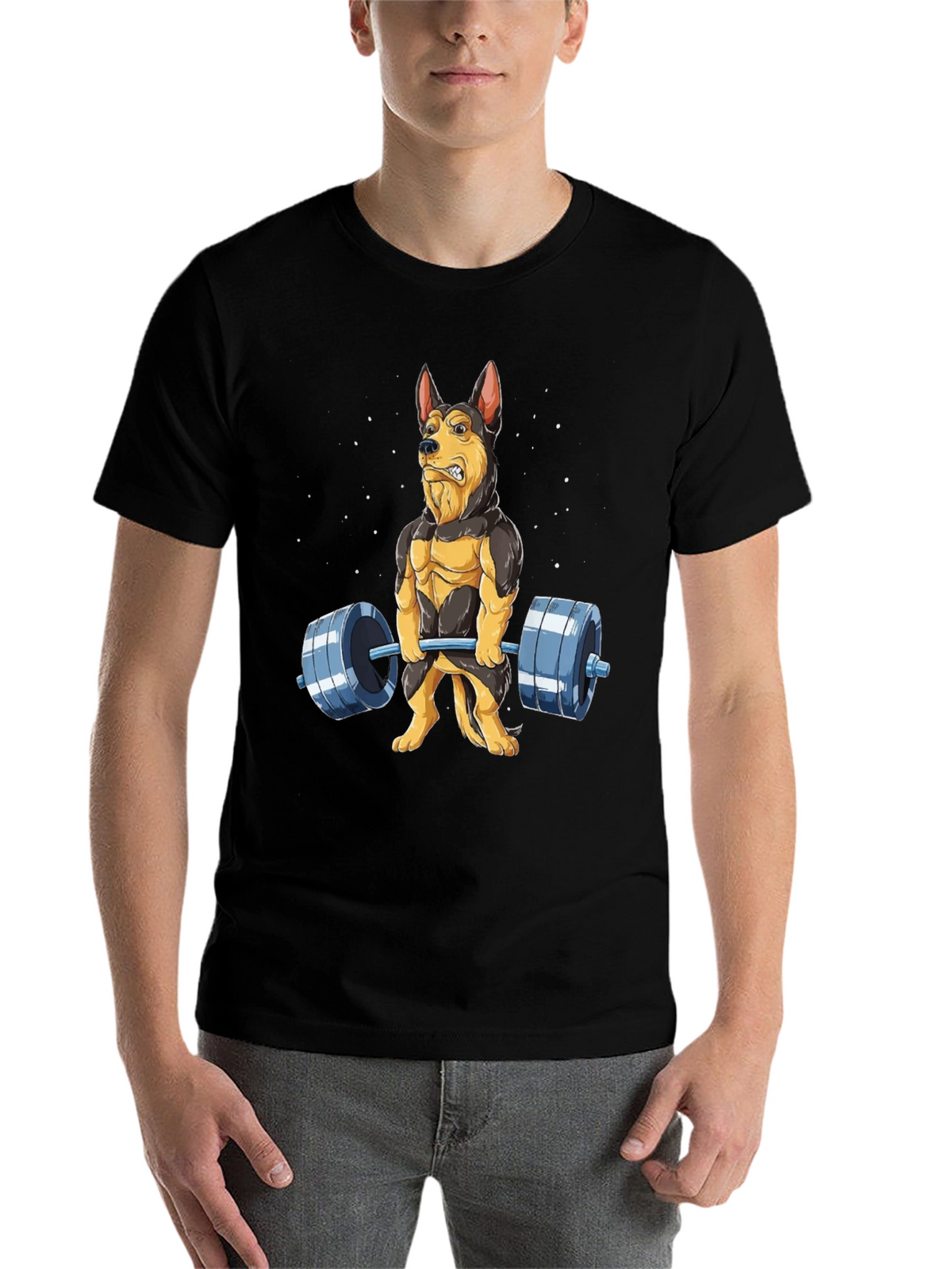 Funny Dog Lifting Weights T-Shirt Gym Lover Gift