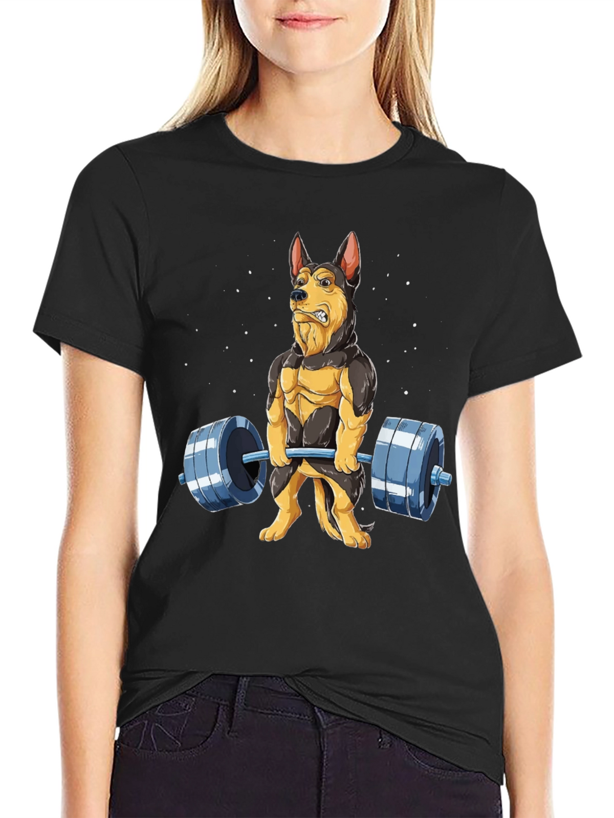 Funny Dog Lifting Weights T-Shirt Gym Lover Gift
