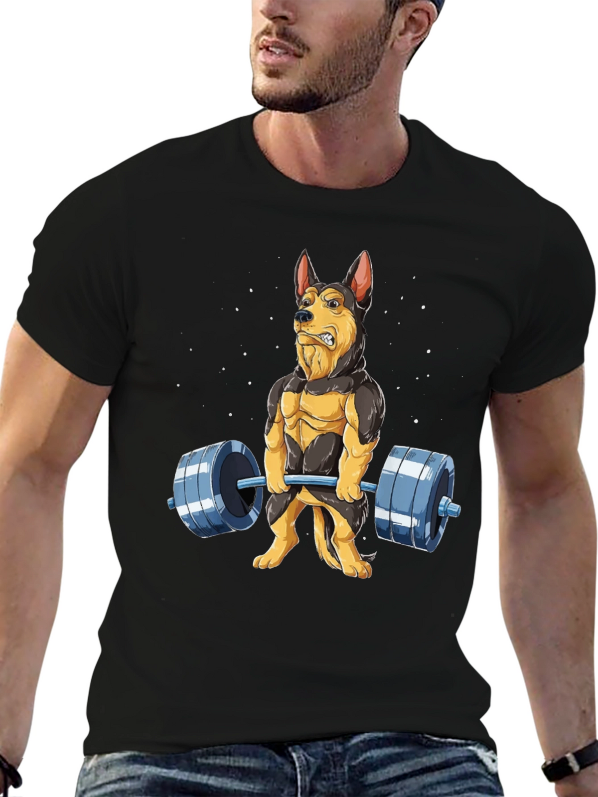 Funny Dog Lifting Weights T-Shirt Gym Lover Gift