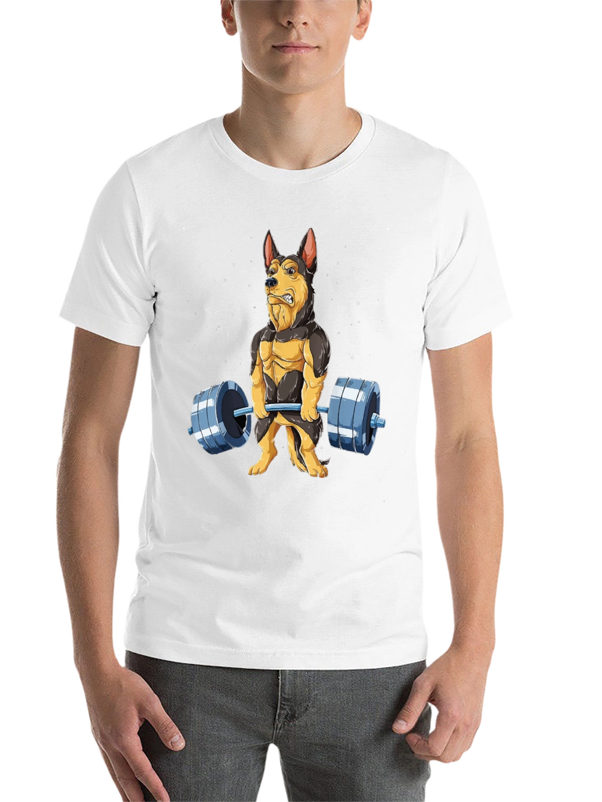 Funny Dog Lifting Weights T-Shirt Gym Lover Gift
