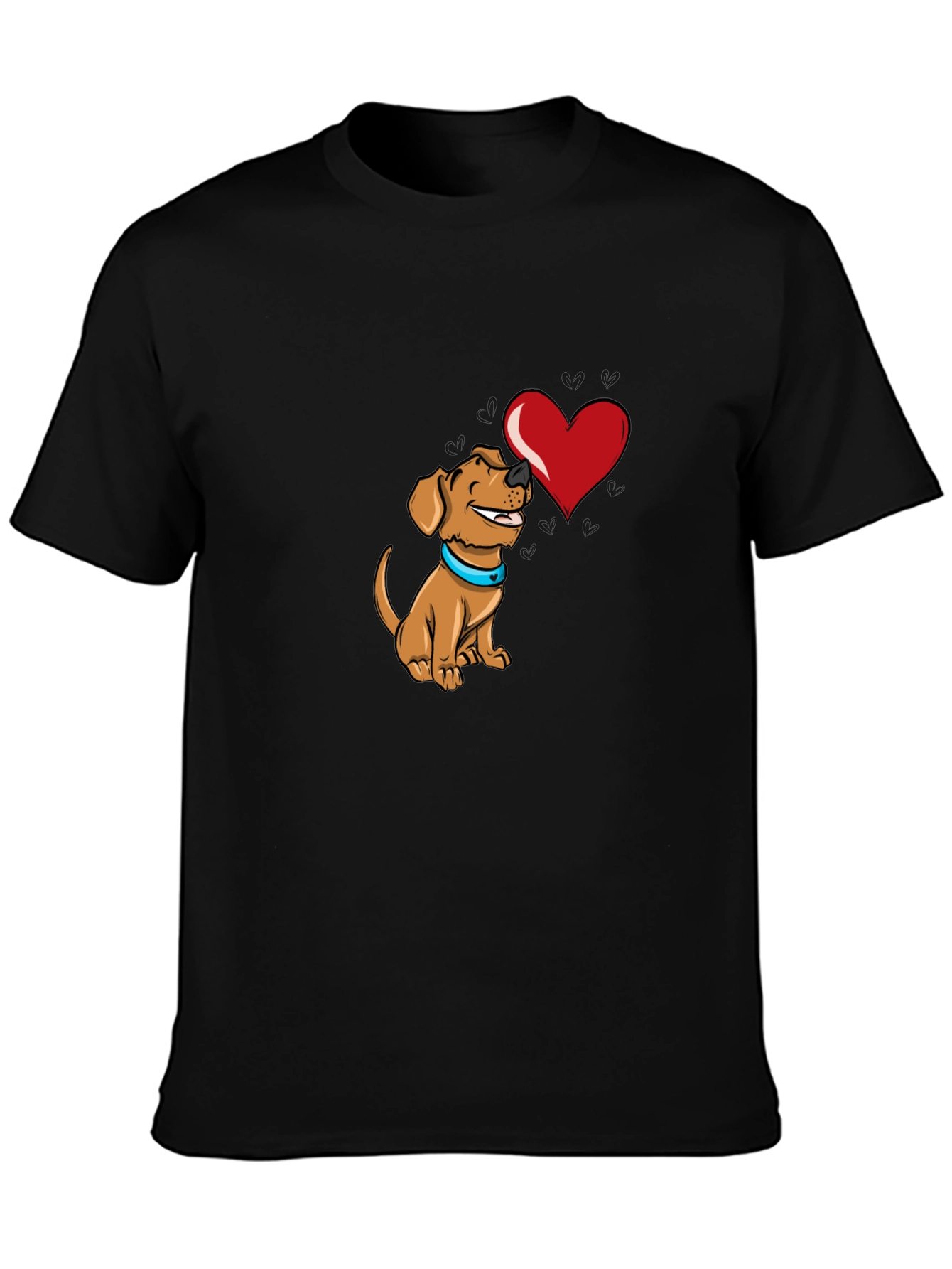 Dog with Heart Graphic Black T-Shirt