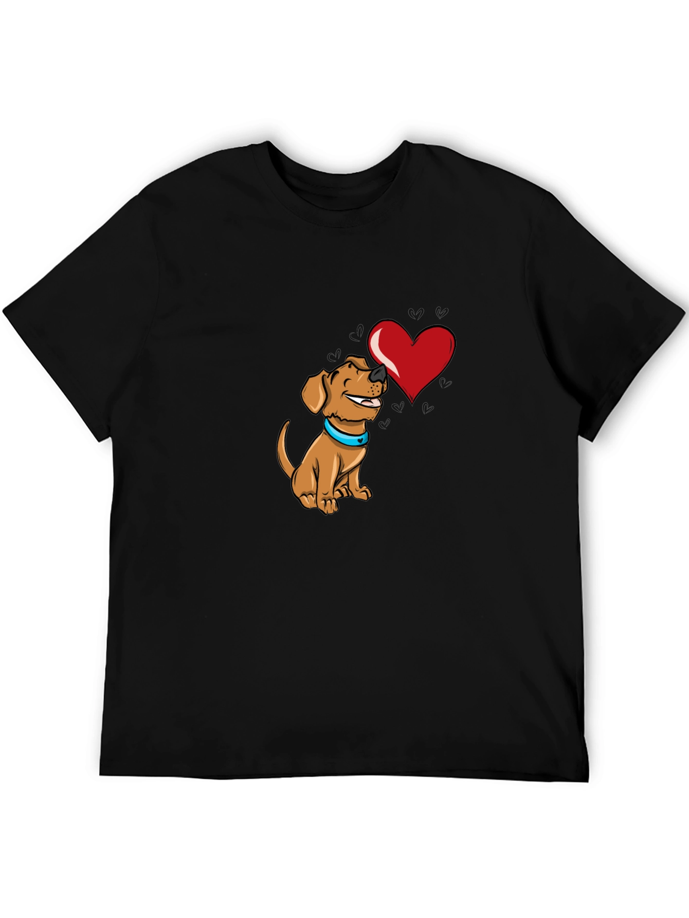 Dog with Heart Graphic Black T-Shirt