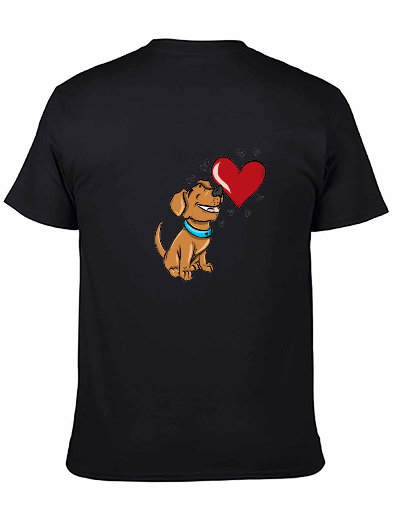 Dog with Heart Graphic Black T-Shirt
