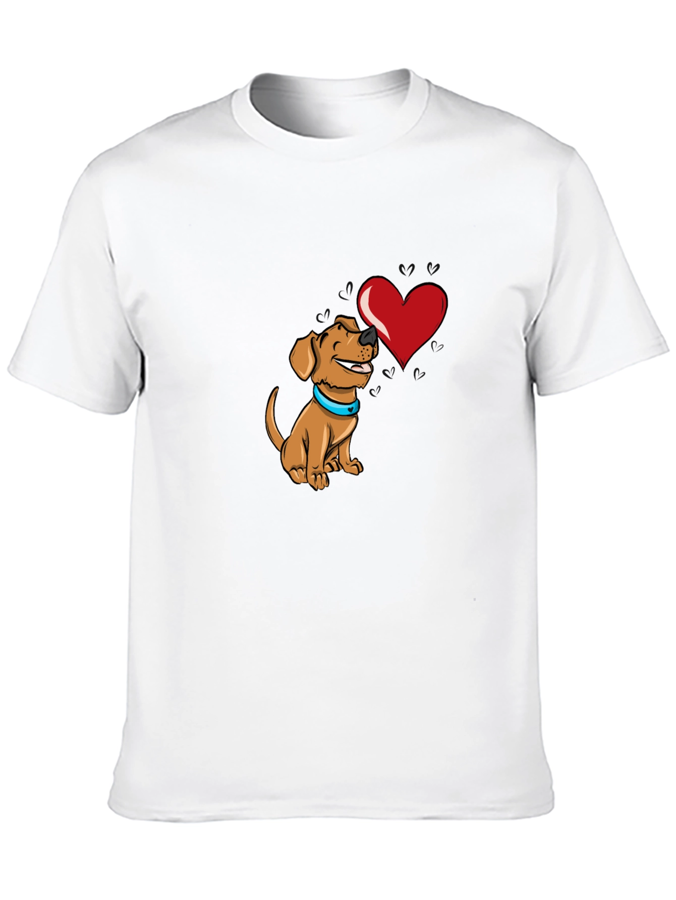 Dog with Heart Graphic Black T-Shirt