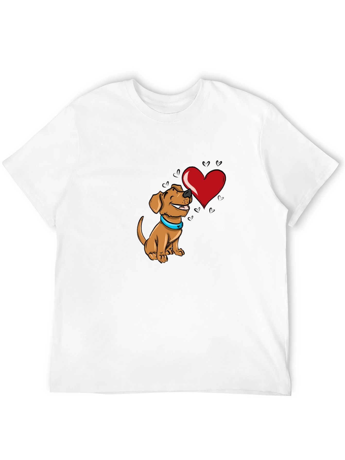 Dog with Heart Graphic Black T-Shirt