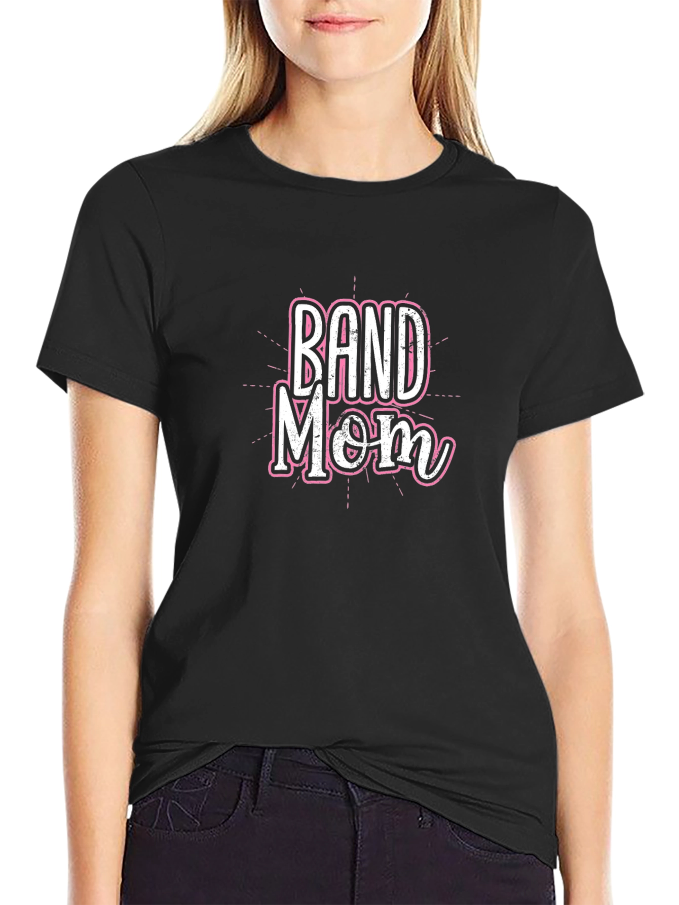 Band Mom T-Shirt - Pink & White Design