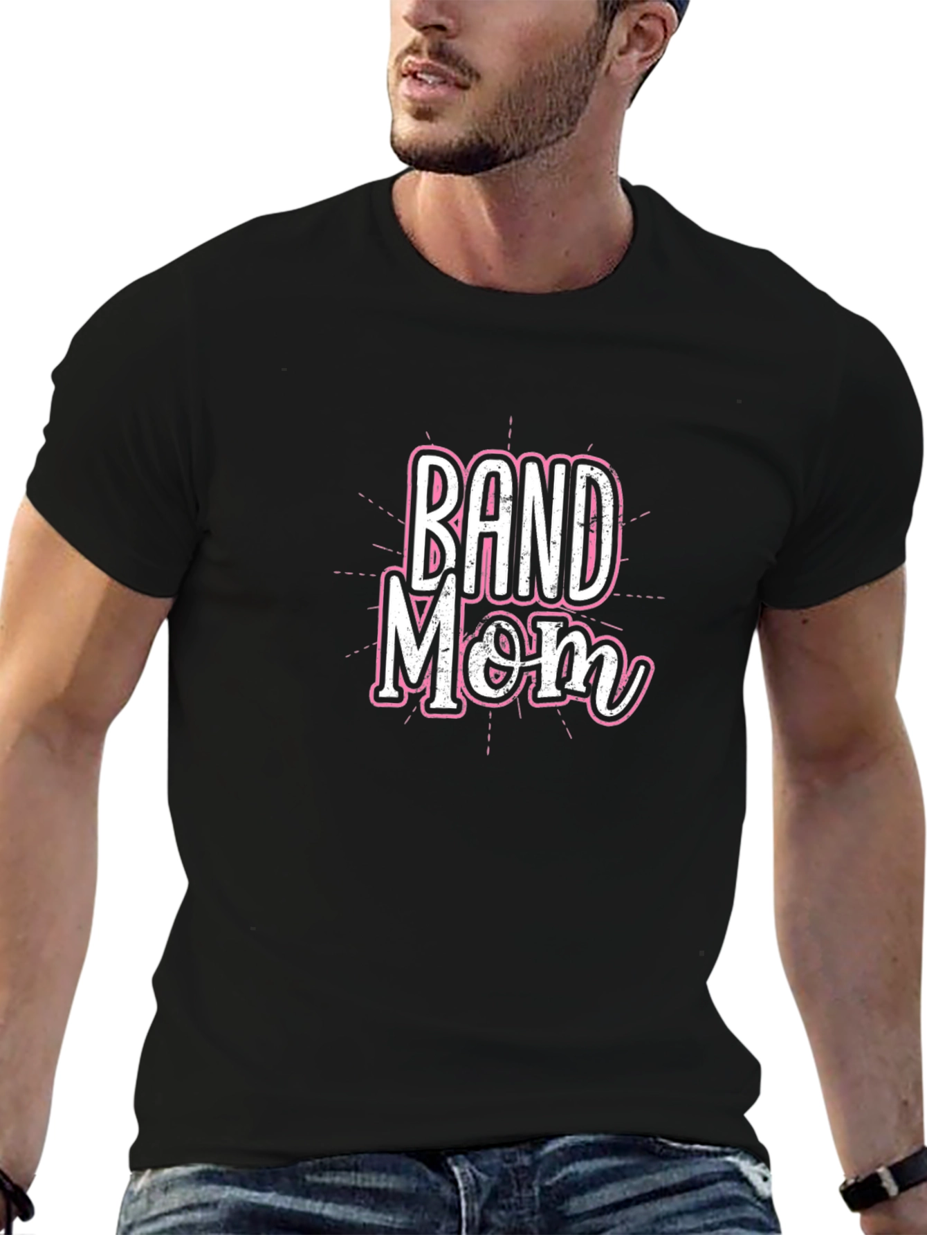 Band Mom T-Shirt - Pink & White Design