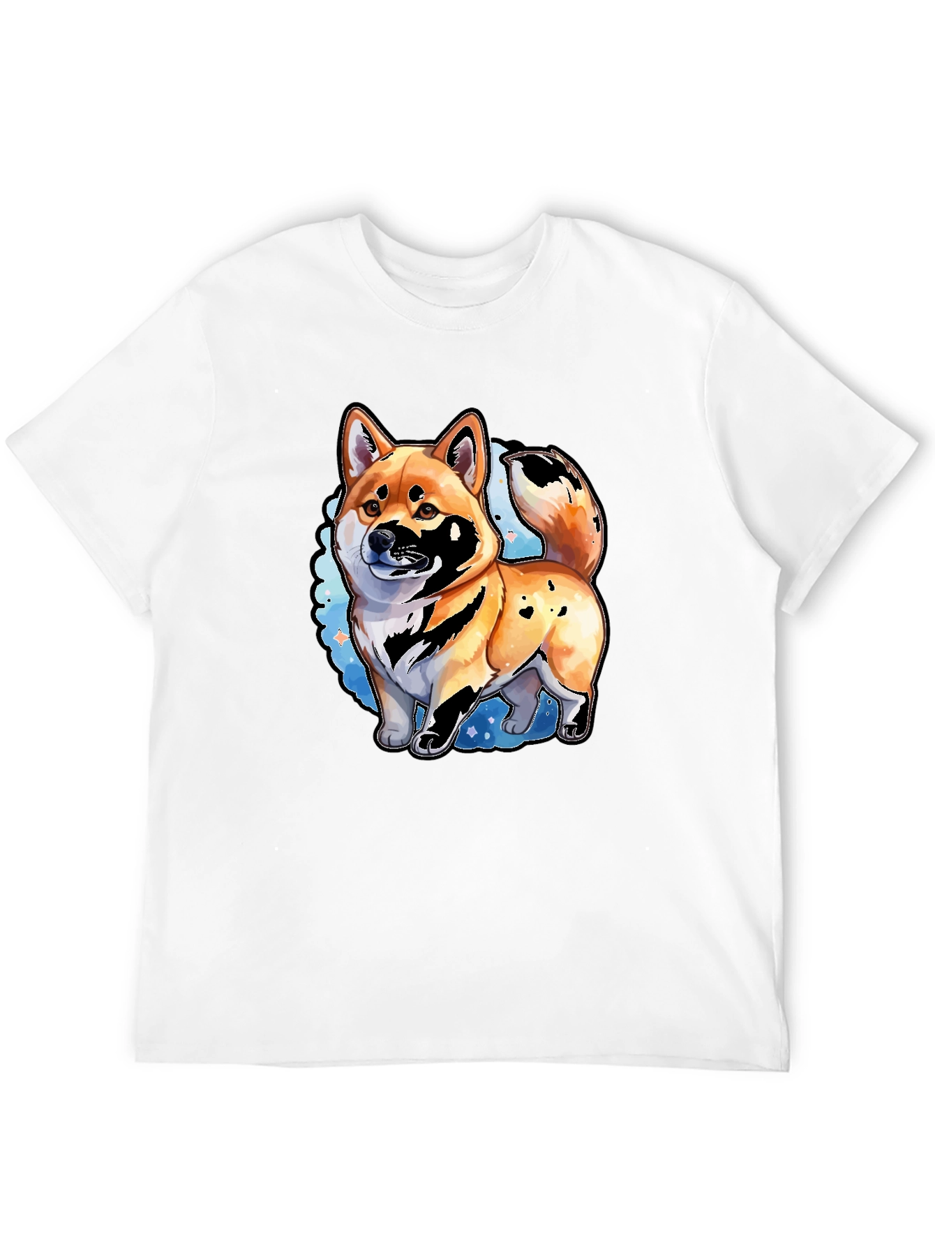 Shiba Inu Dog Graphic Print Mens Black T-Shirt