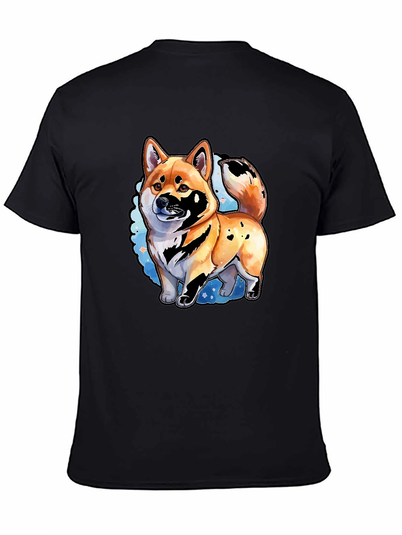Shiba Inu Dog Graphic Print Mens Black T-Shirt