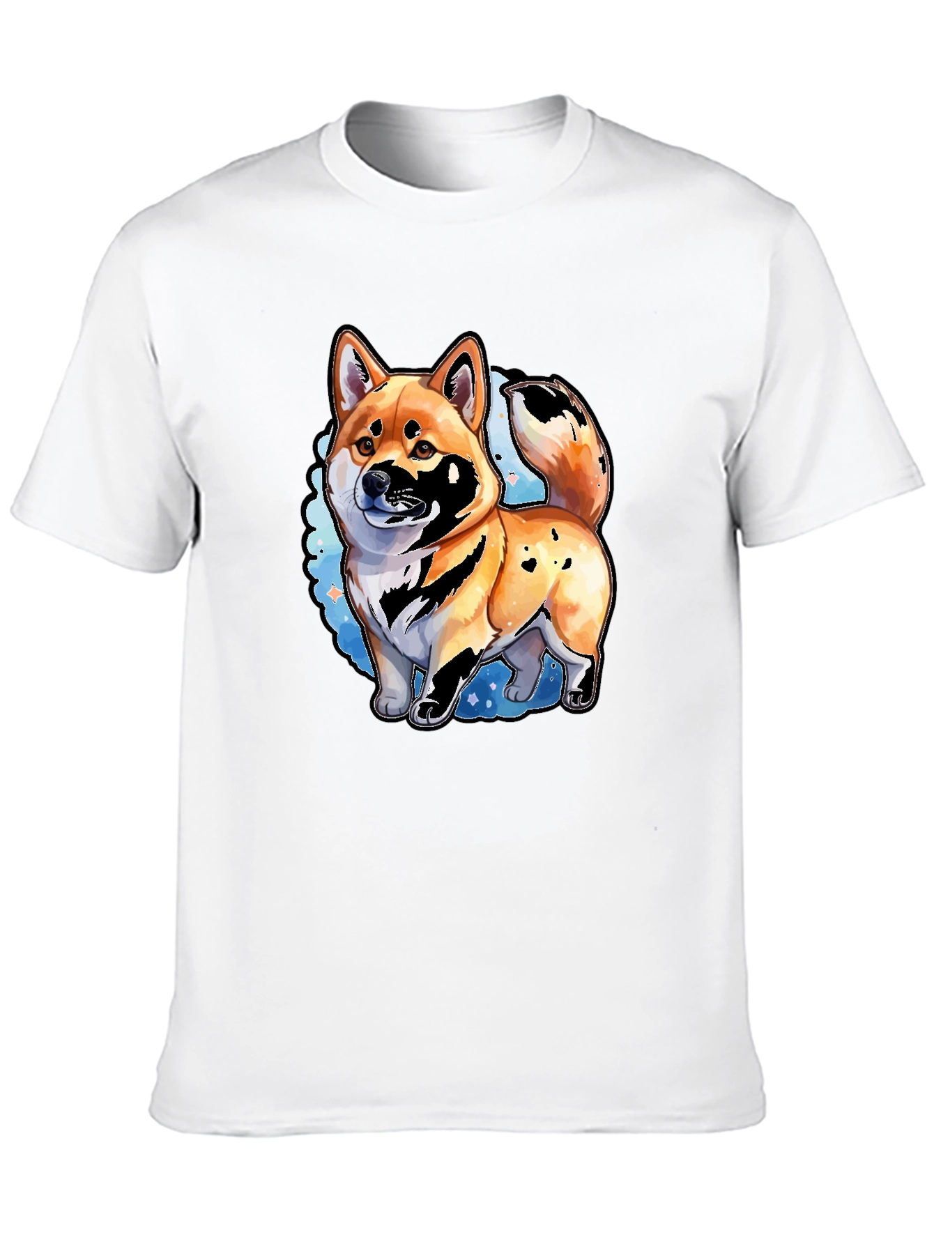 Shiba Inu Dog Graphic Print Mens Black T-Shirt