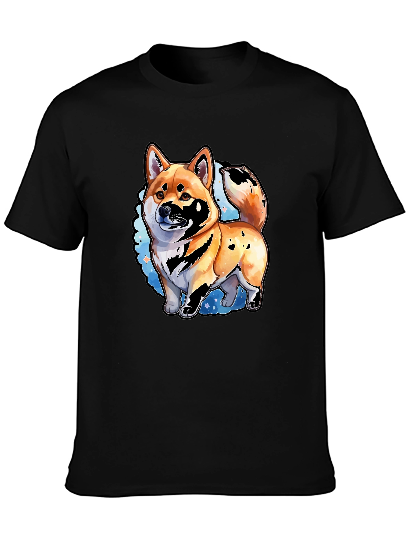 Shiba Inu Dog Graphic Print Mens Black T-Shirt