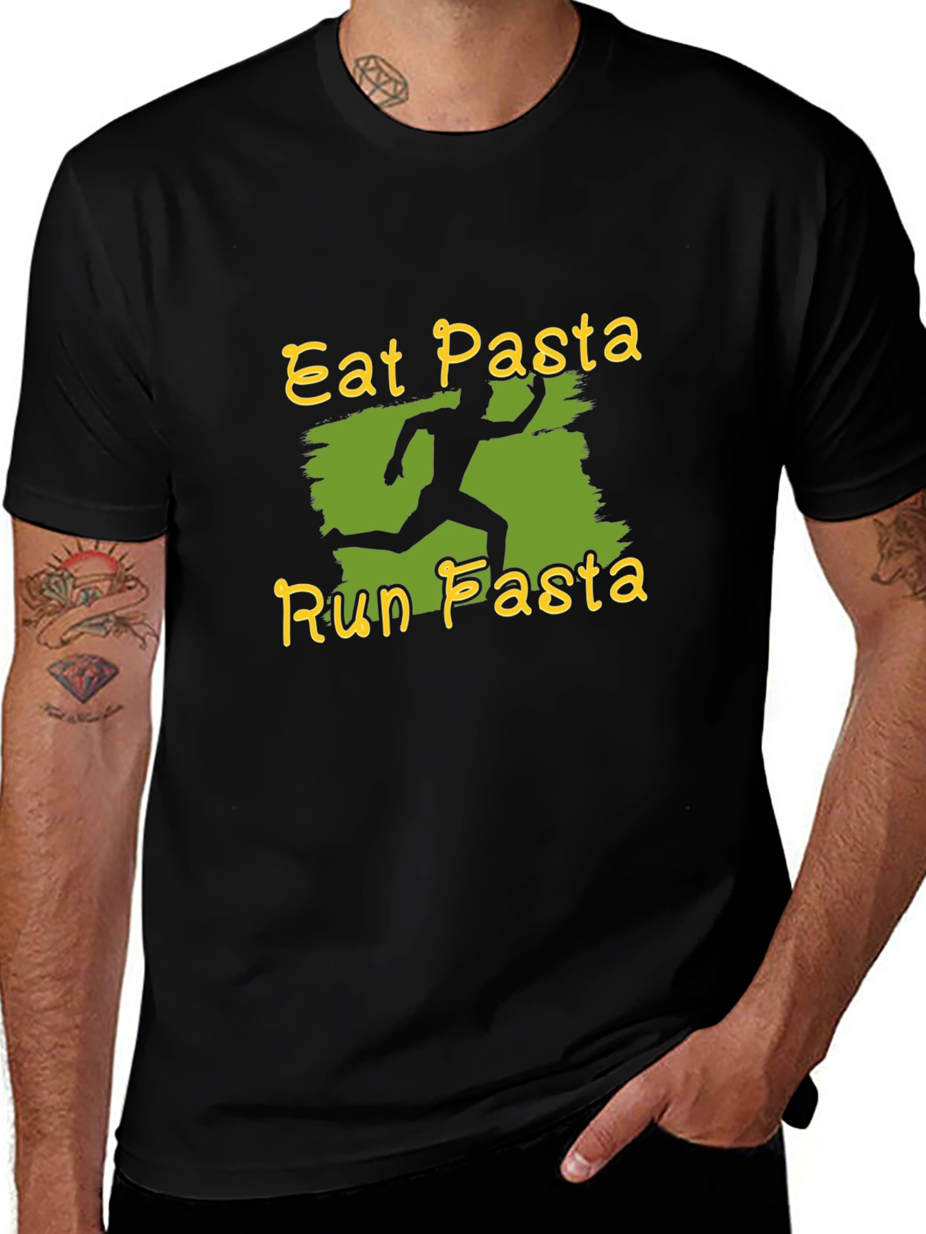 Eat Pasta Run Pasta Black T-Shirt