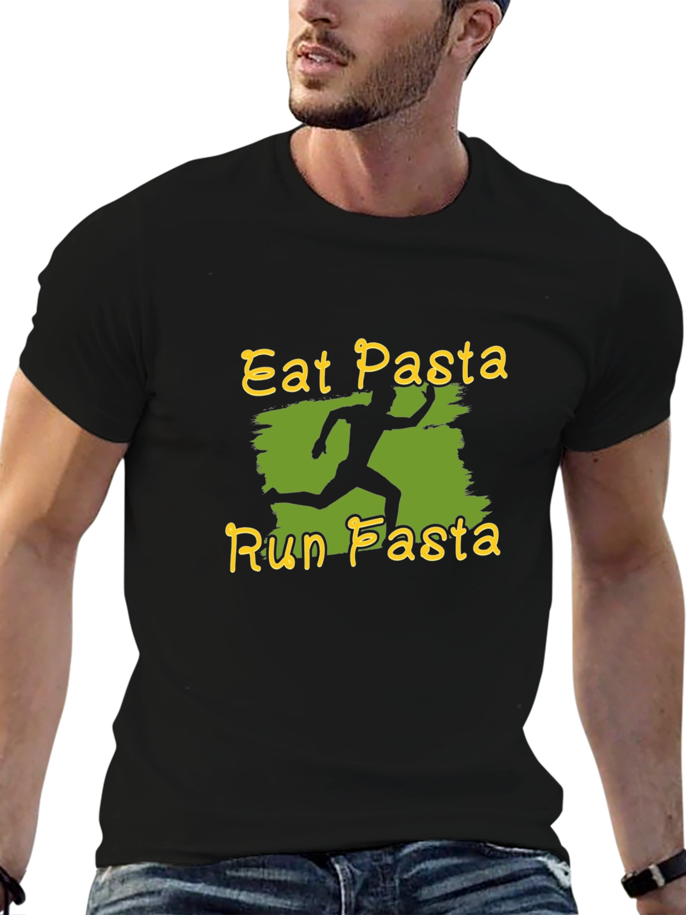 Eat Pasta Run Pasta Black T-Shirt