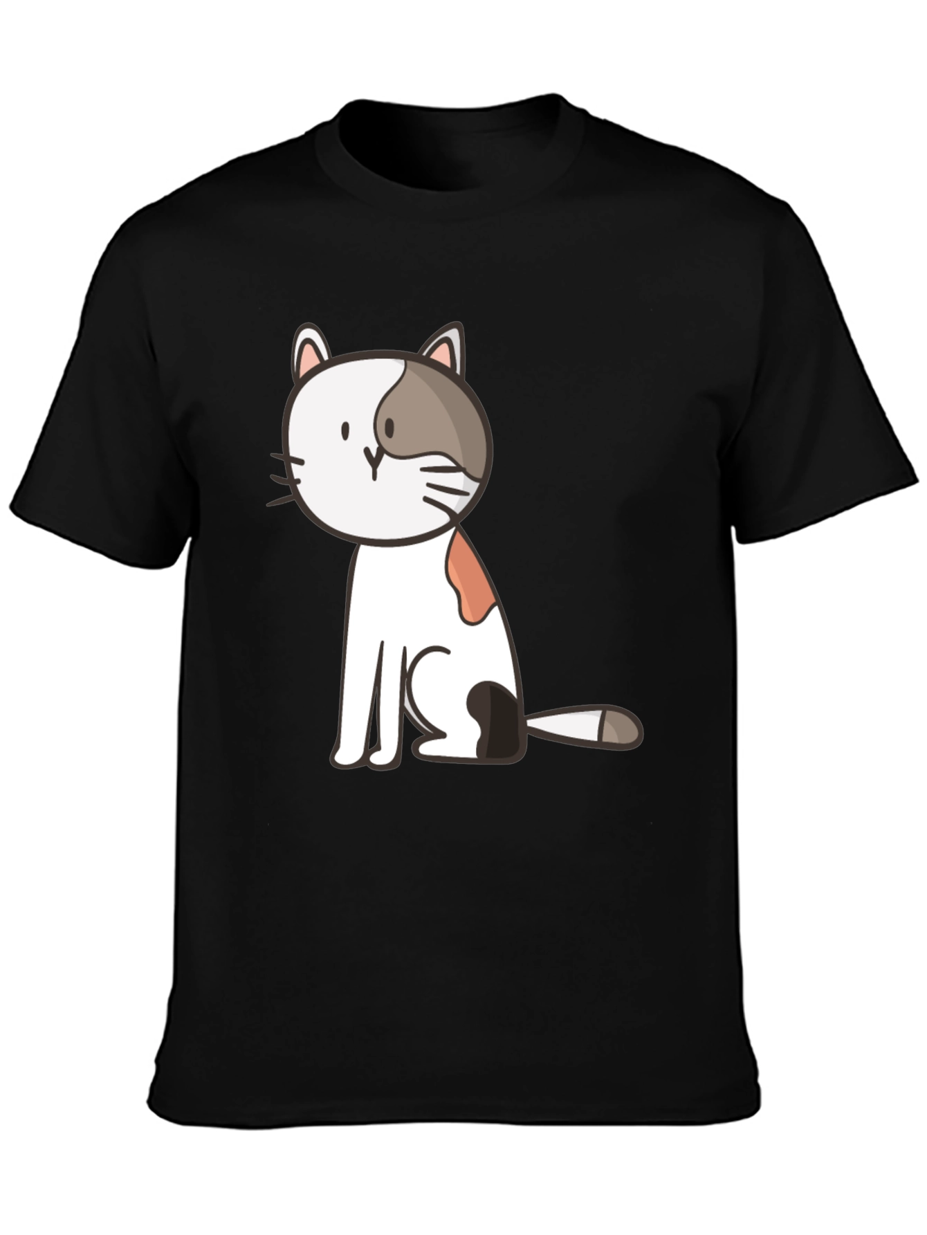 Cute Cat Graphic Black T-Shirt