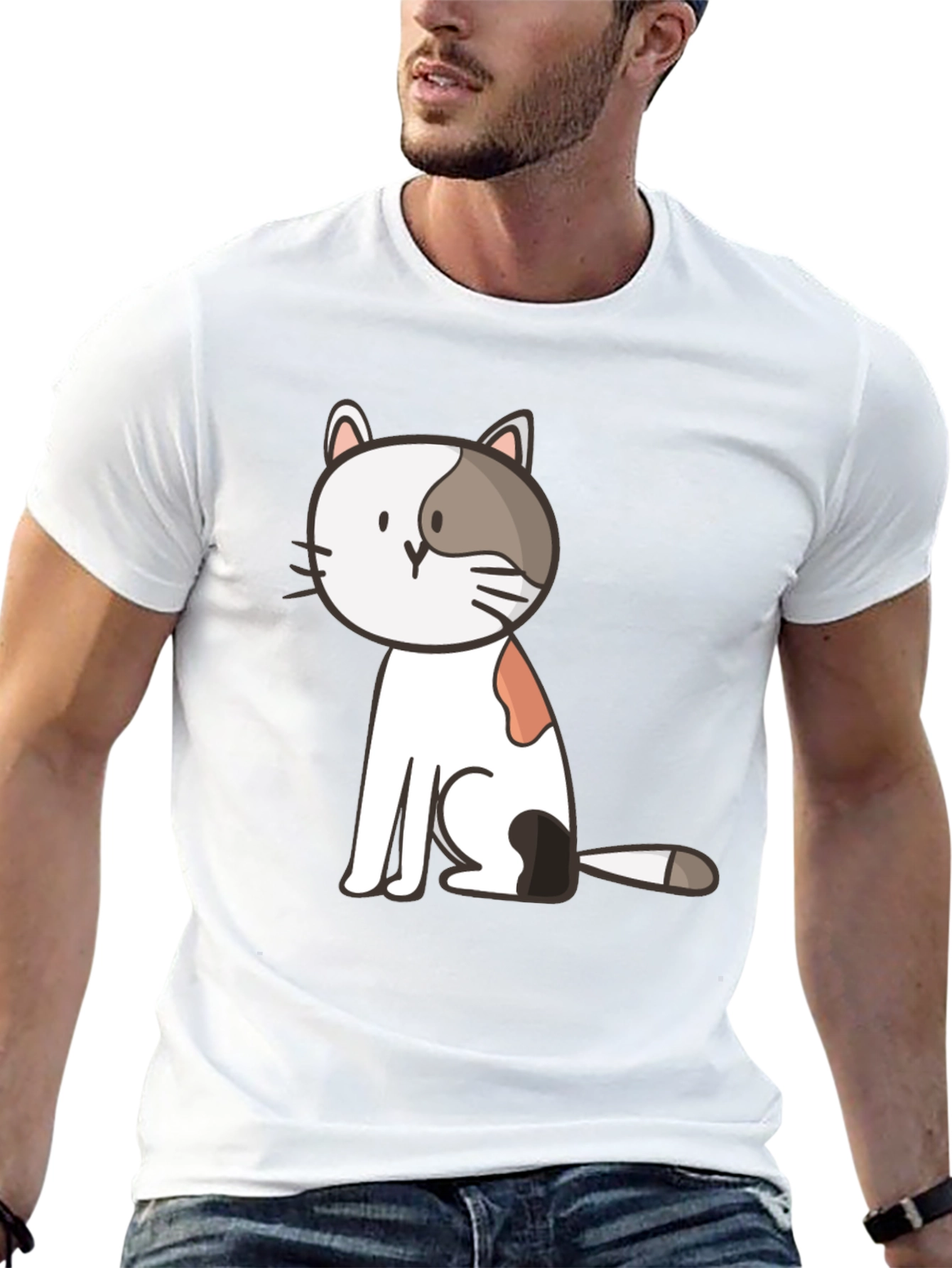 Cute Cat Graphic Black T-Shirt