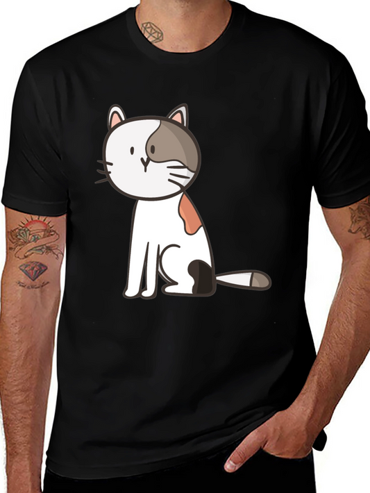 Cute Cat Graphic Black T-Shirt