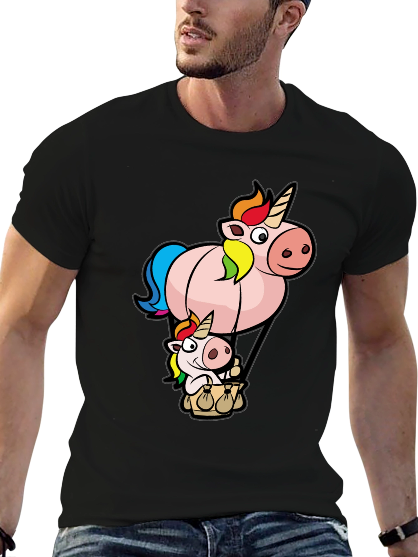 Unicorn Hot Air Balloon Graphic T-Shirt