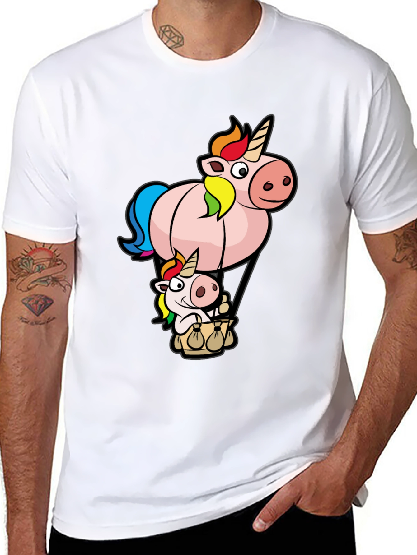 Unicorn Hot Air Balloon Graphic T-Shirt