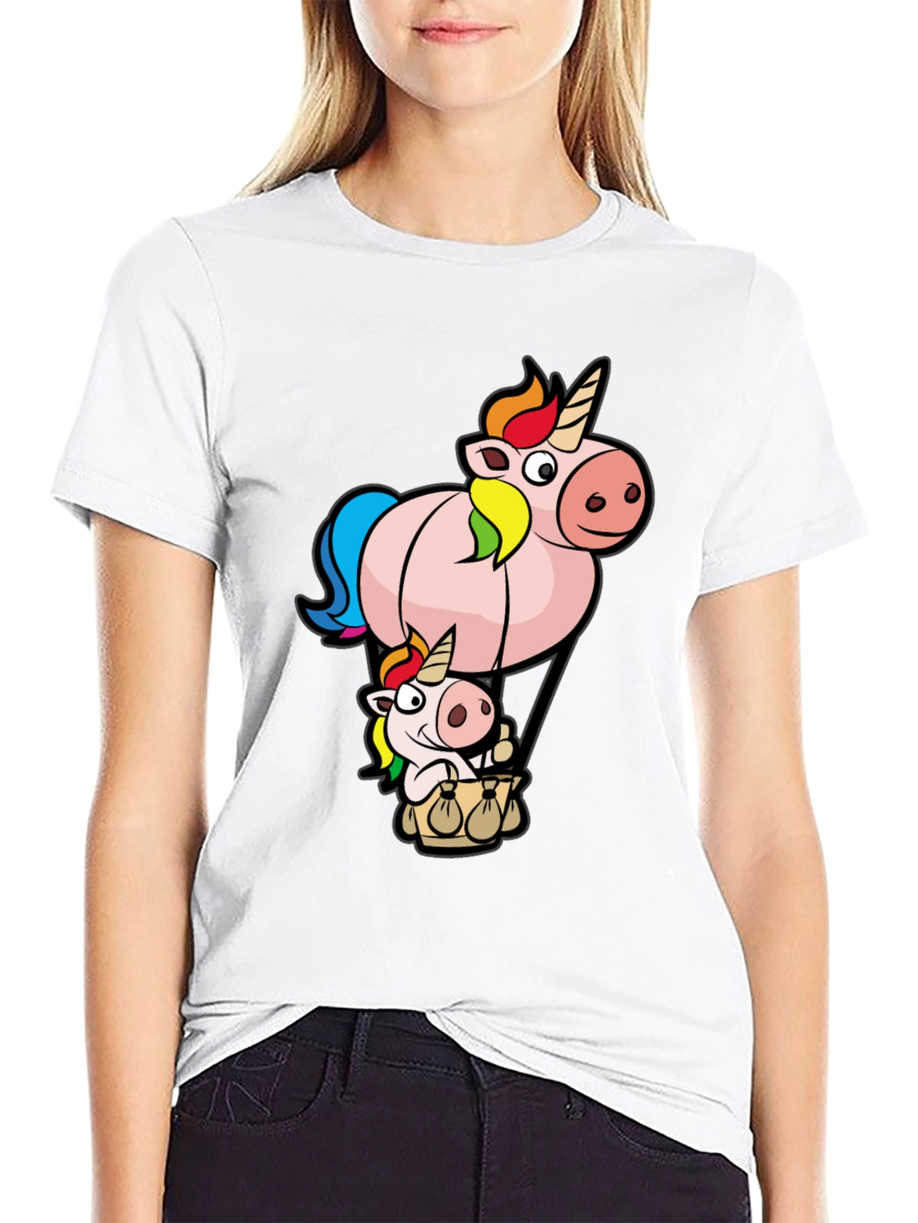 Unicorn Hot Air Balloon Graphic T-Shirt