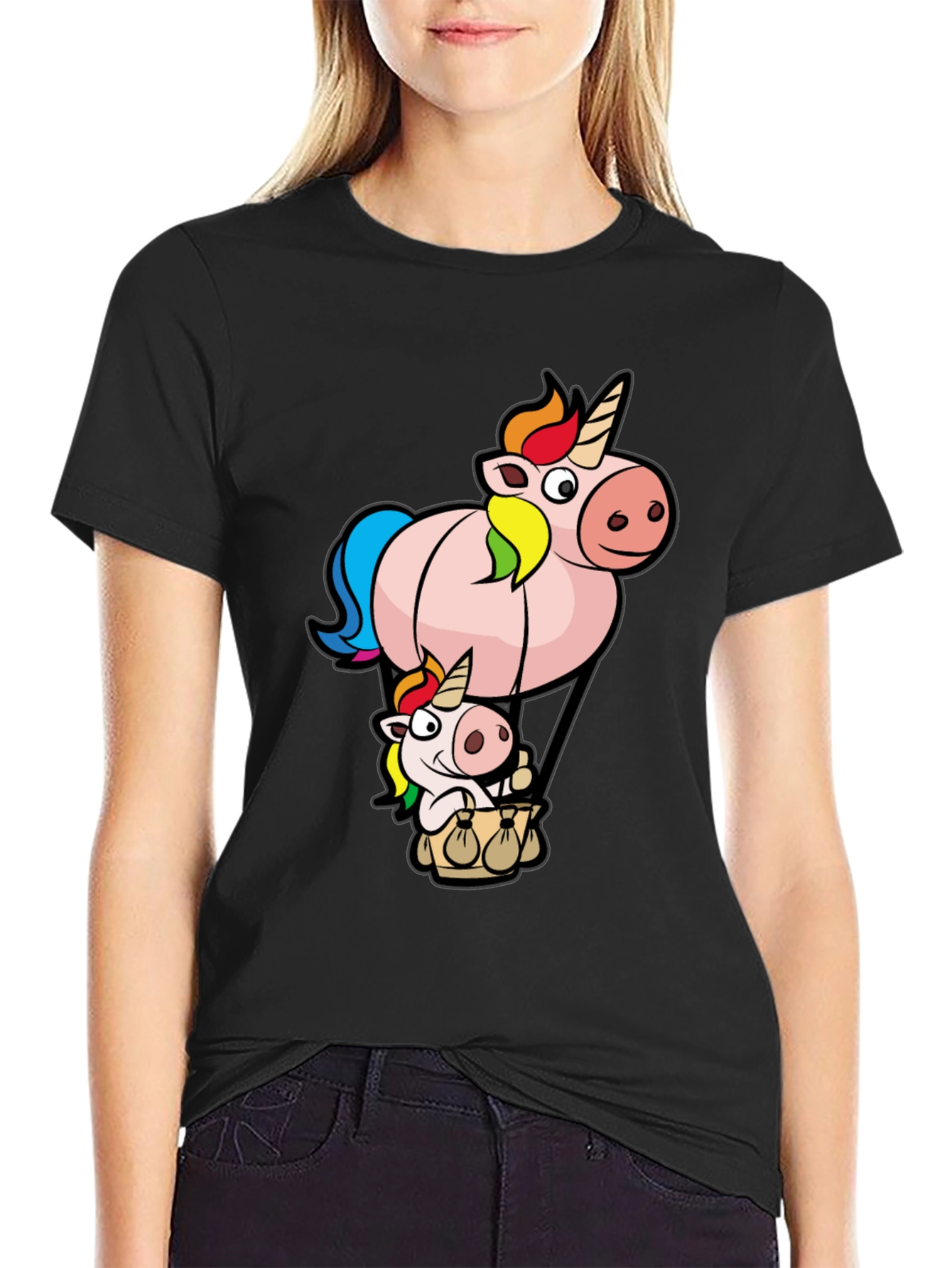 Unicorn Hot Air Balloon Graphic T-Shirt