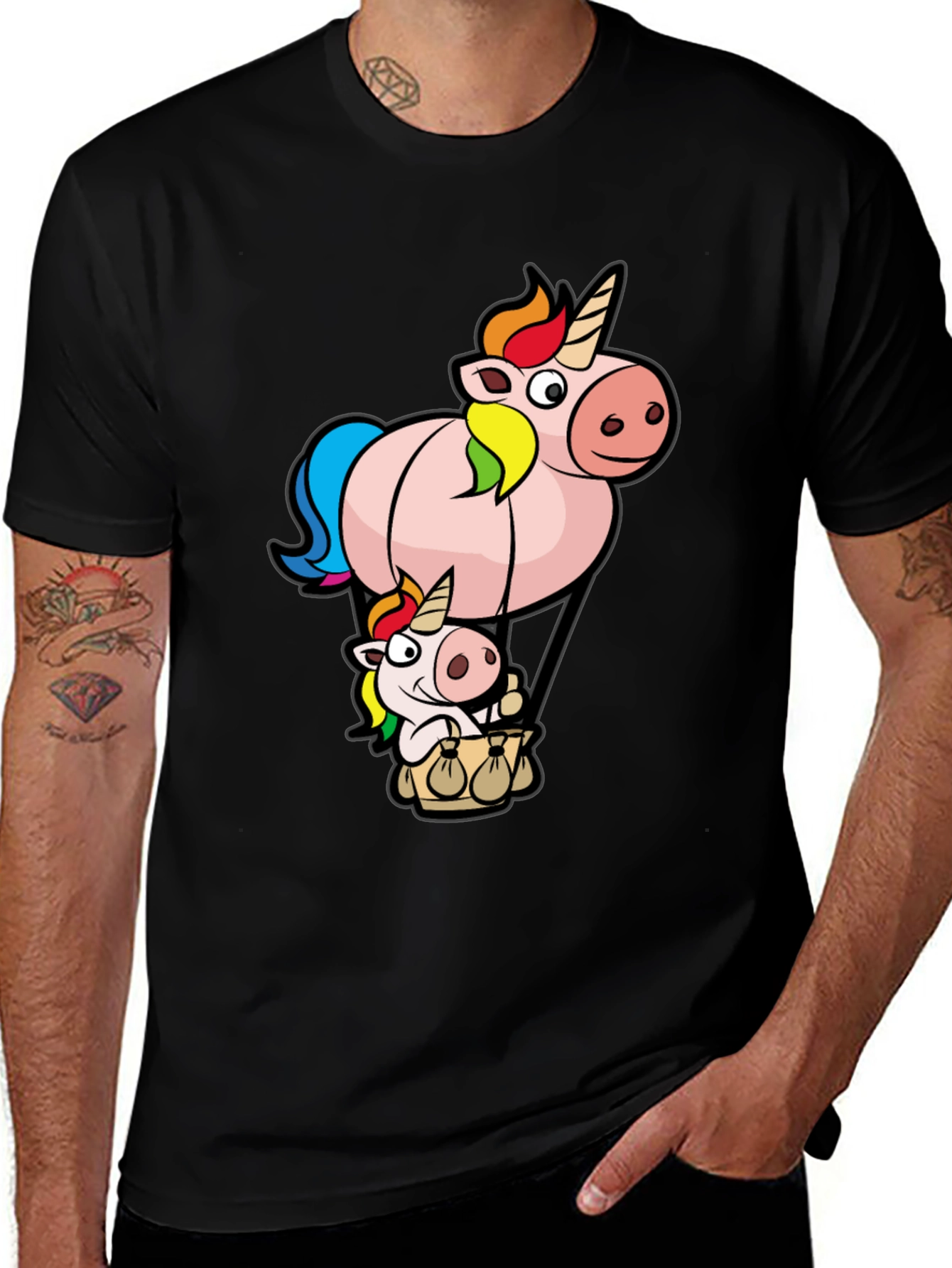Unicorn Hot Air Balloon Graphic T-Shirt