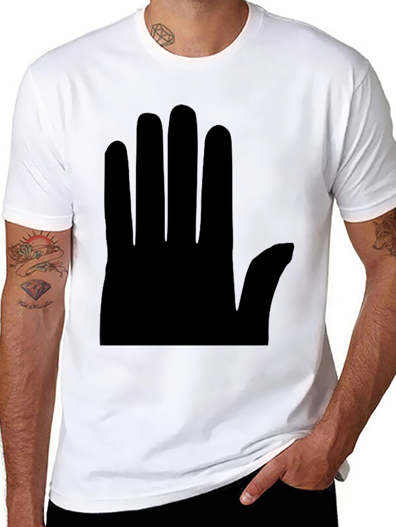 Minimalist Hand Graphic Black T-Shirt