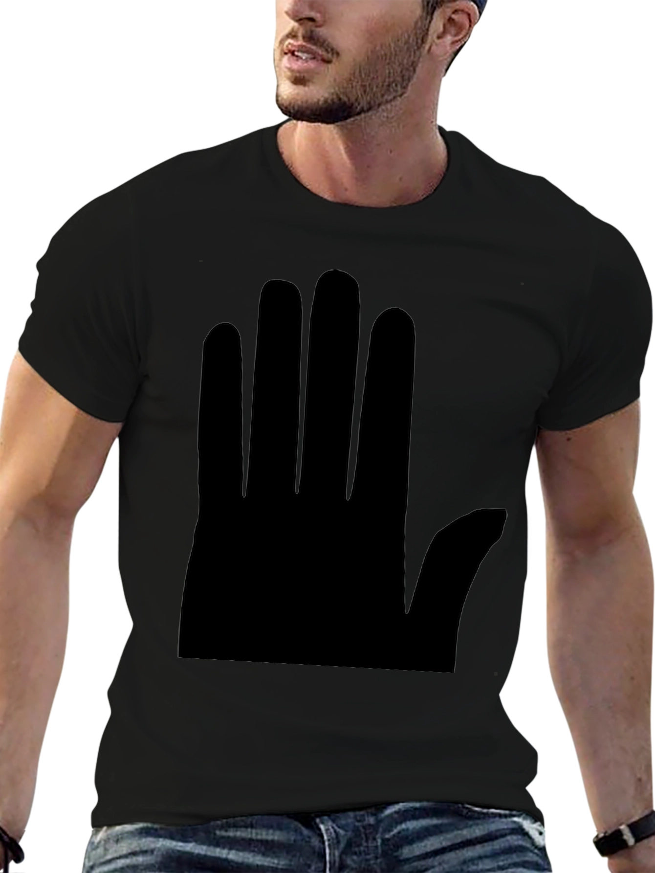 Minimalist Hand Graphic Black T-Shirt