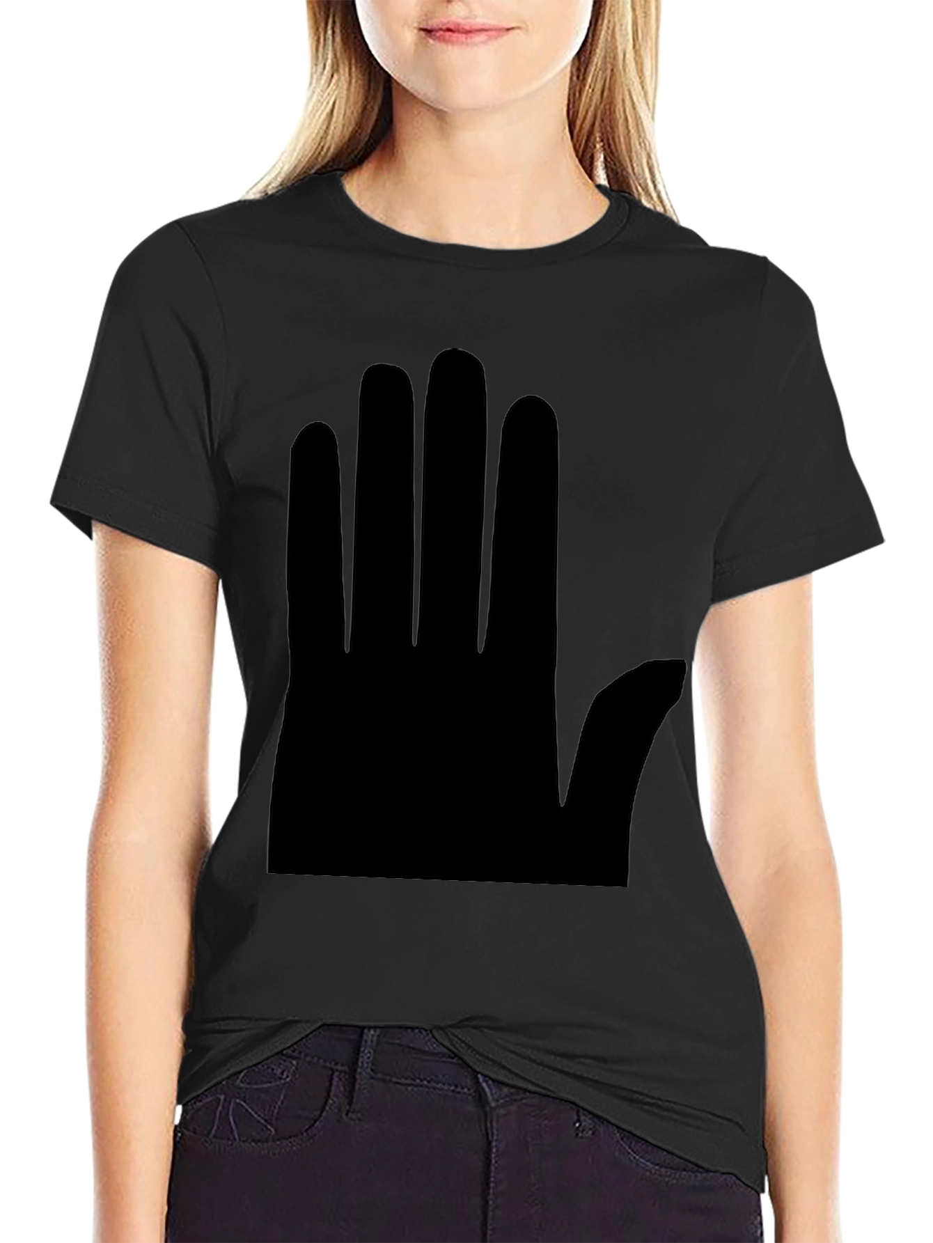 Minimalist Hand Graphic Black T-Shirt