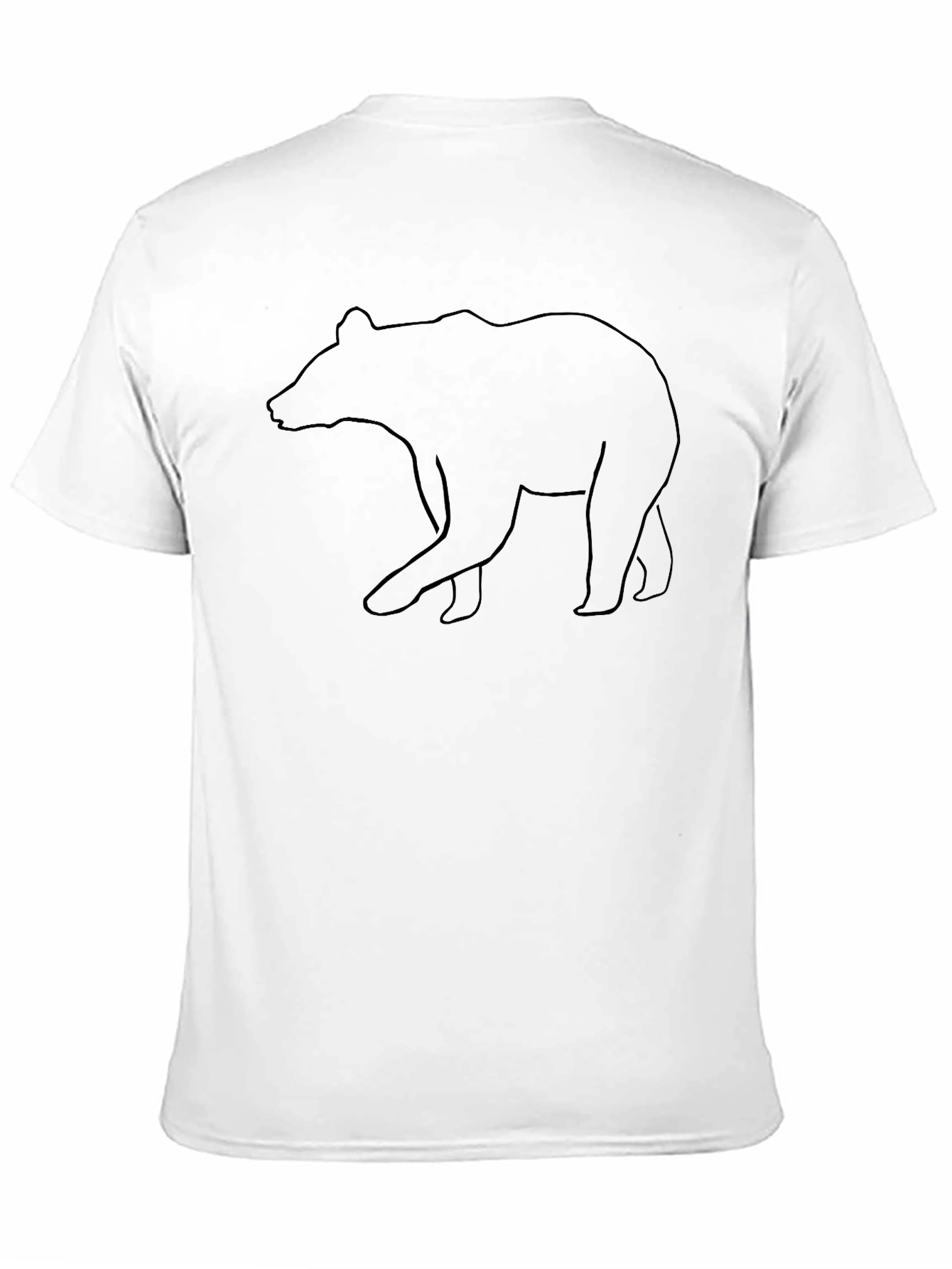 Bear Outline Graphic Tee - Black Cotton Casual Shirt
