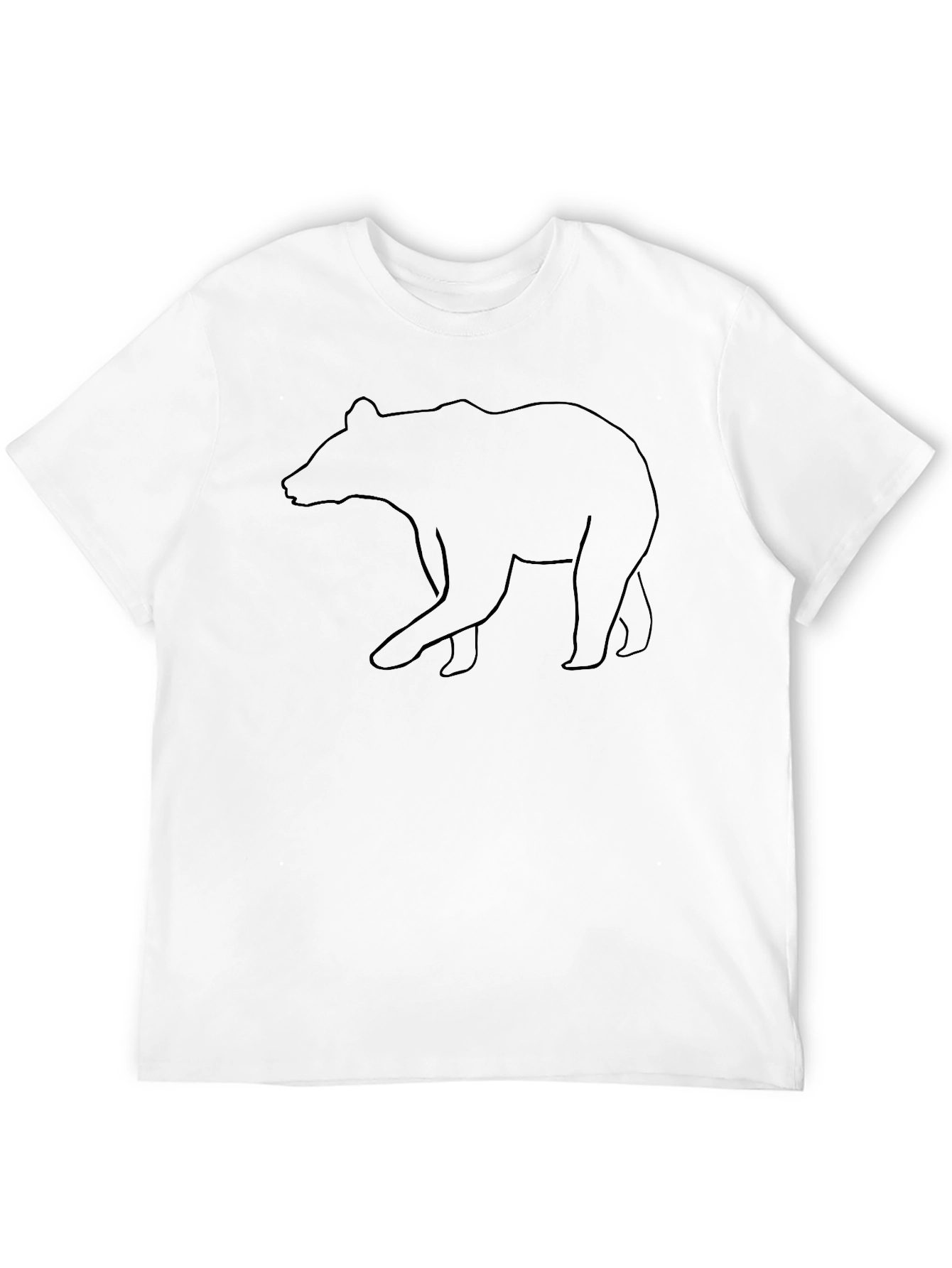 Bear Outline Graphic Tee - Black Cotton Casual Shirt