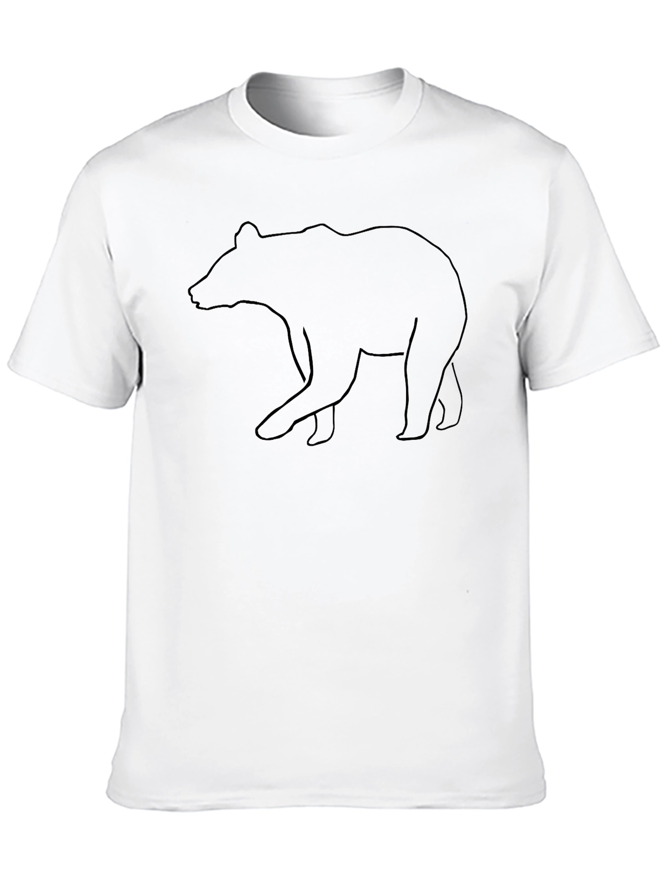 Bear Outline Graphic Tee - Black Cotton Casual Shirt