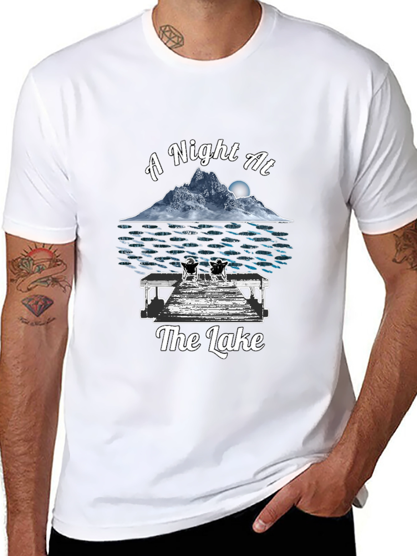 A Night At The Lake Black Graphic T-Shirt
