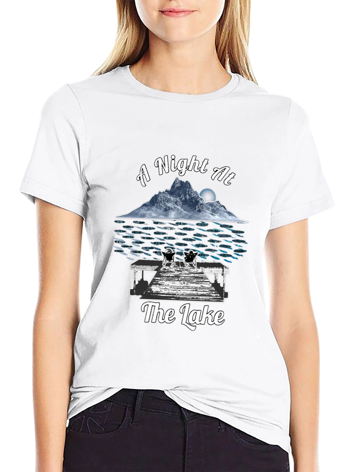 A Night At The Lake Black Graphic T-Shirt