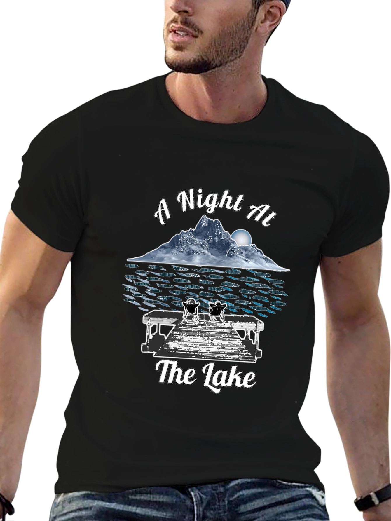 A Night At The Lake Black Graphic T-Shirt