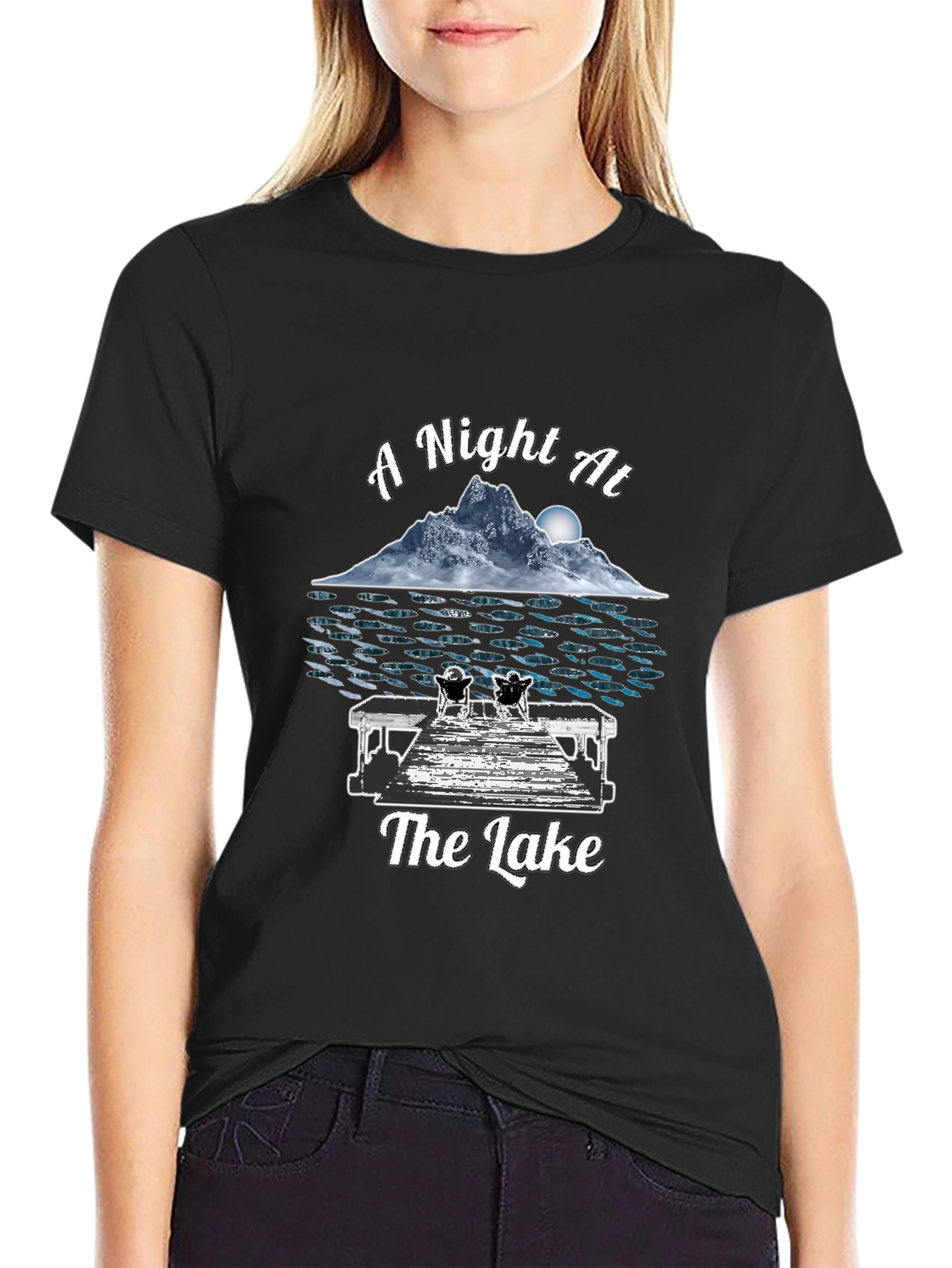 A Night At The Lake Black Graphic T-Shirt