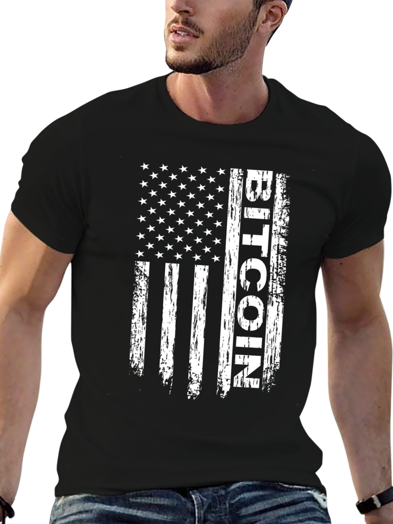 Bitcoin USA Flag T-Shirt - Crypto Patriot Tee