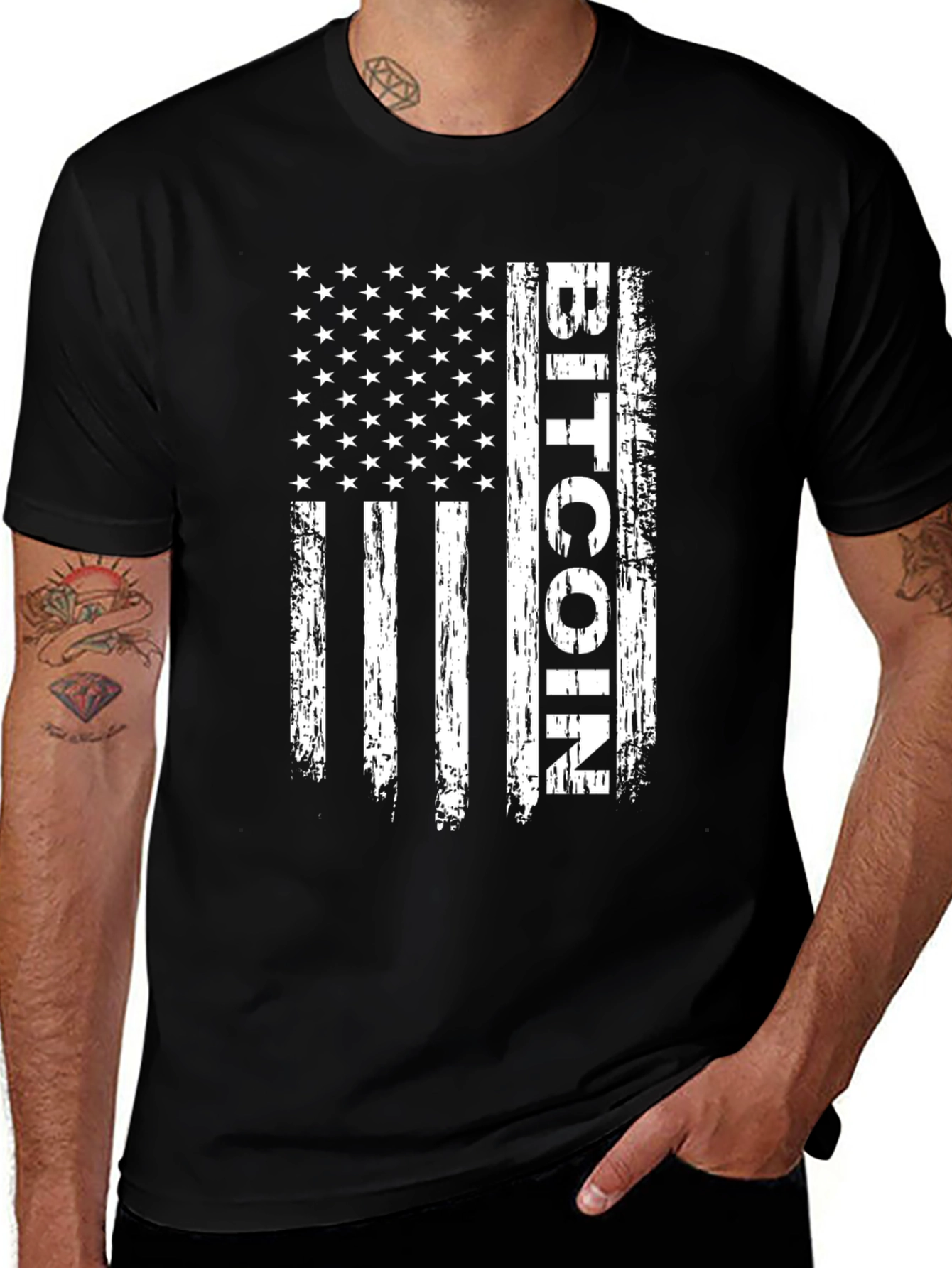 Bitcoin USA Flag T-Shirt - Crypto Patriot Tee