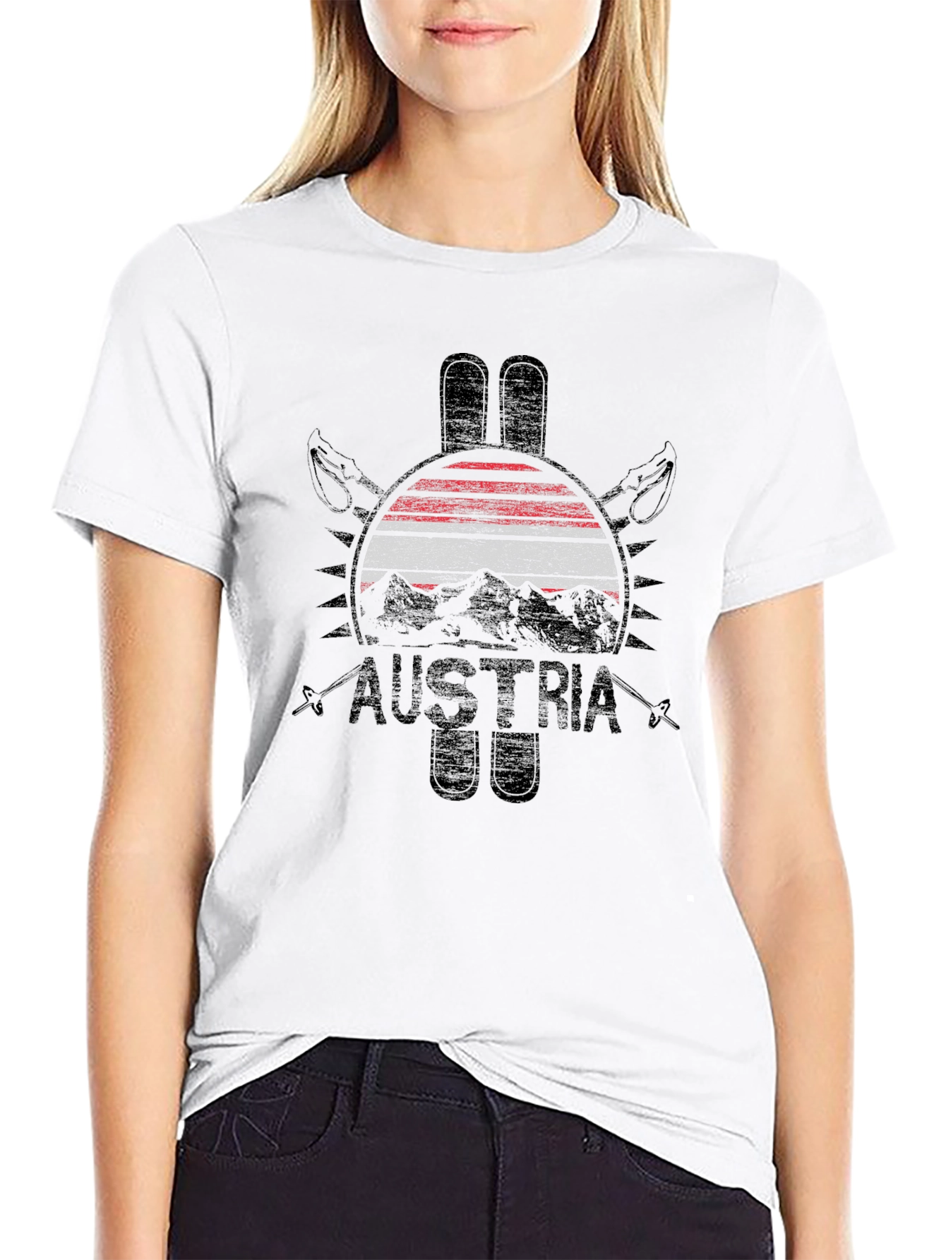 Austria Flag Ski Graphic T-Shirt