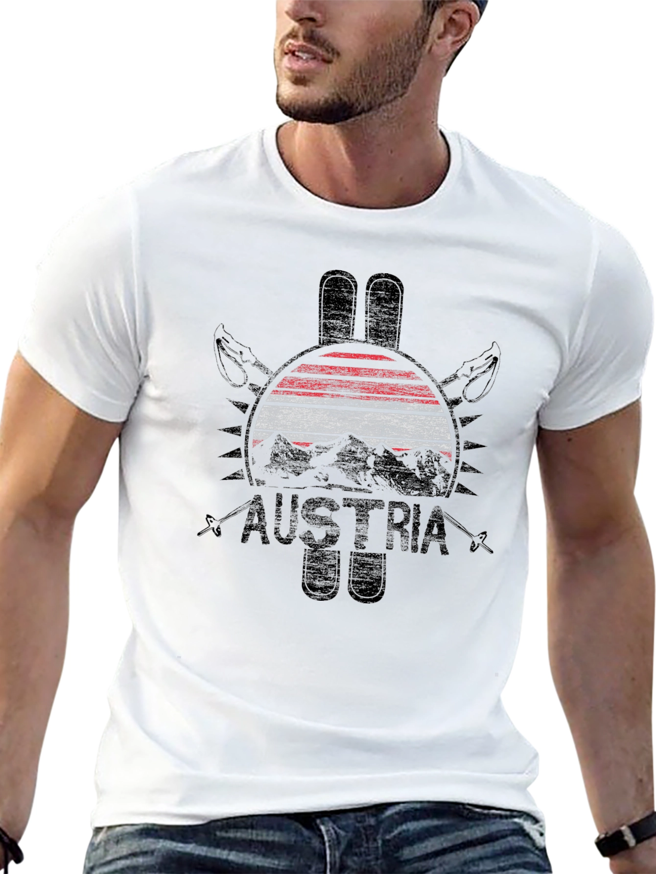 Austria Flag Ski Graphic T-Shirt