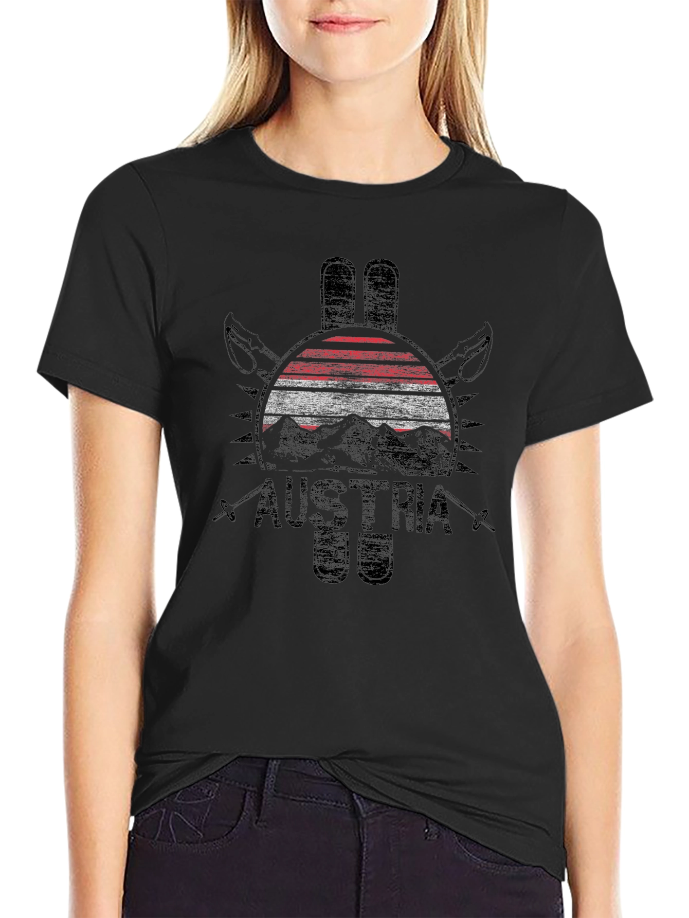 Austria Flag Ski Graphic T-Shirt