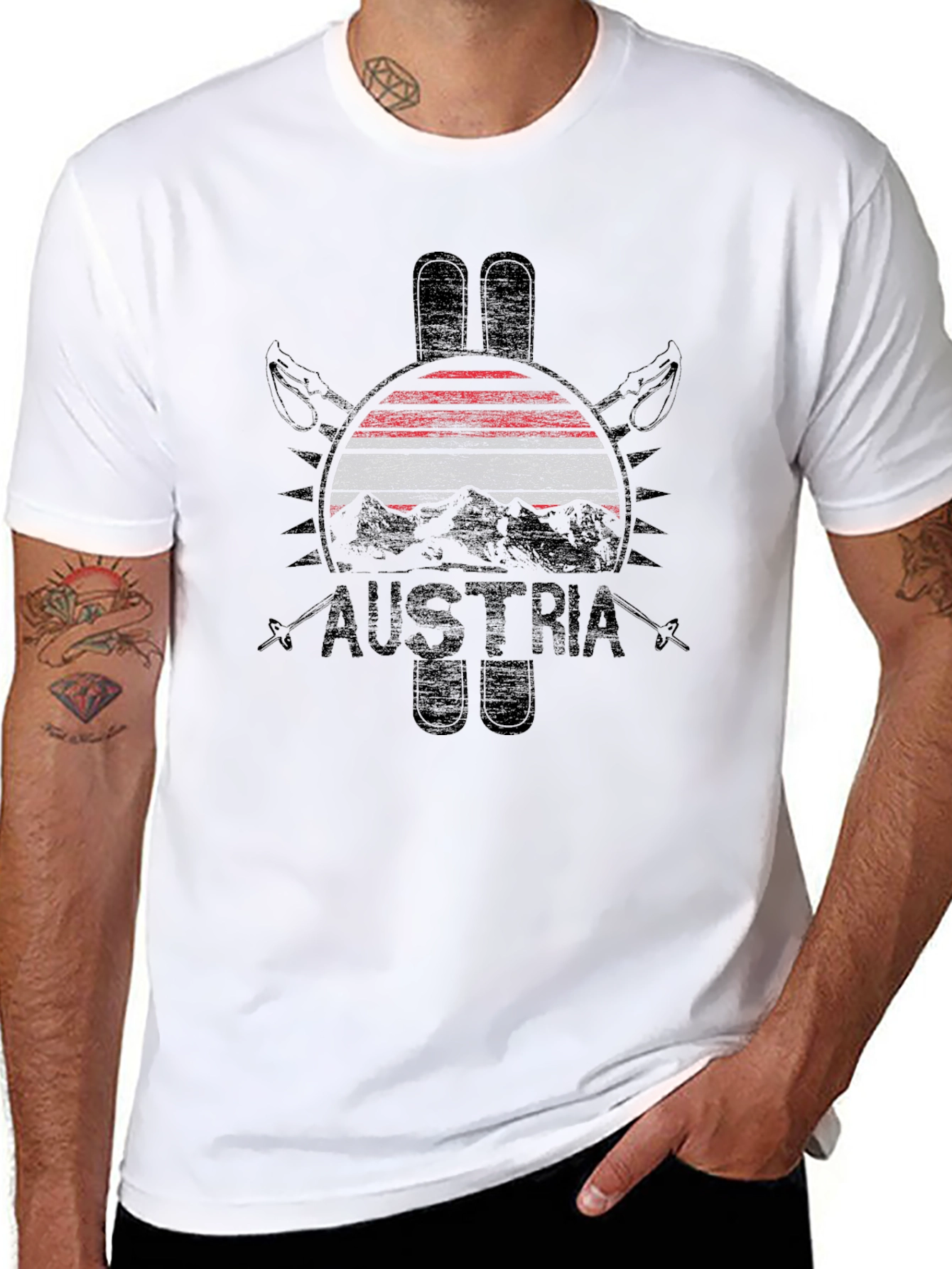 Austria Flag Ski Graphic T-Shirt