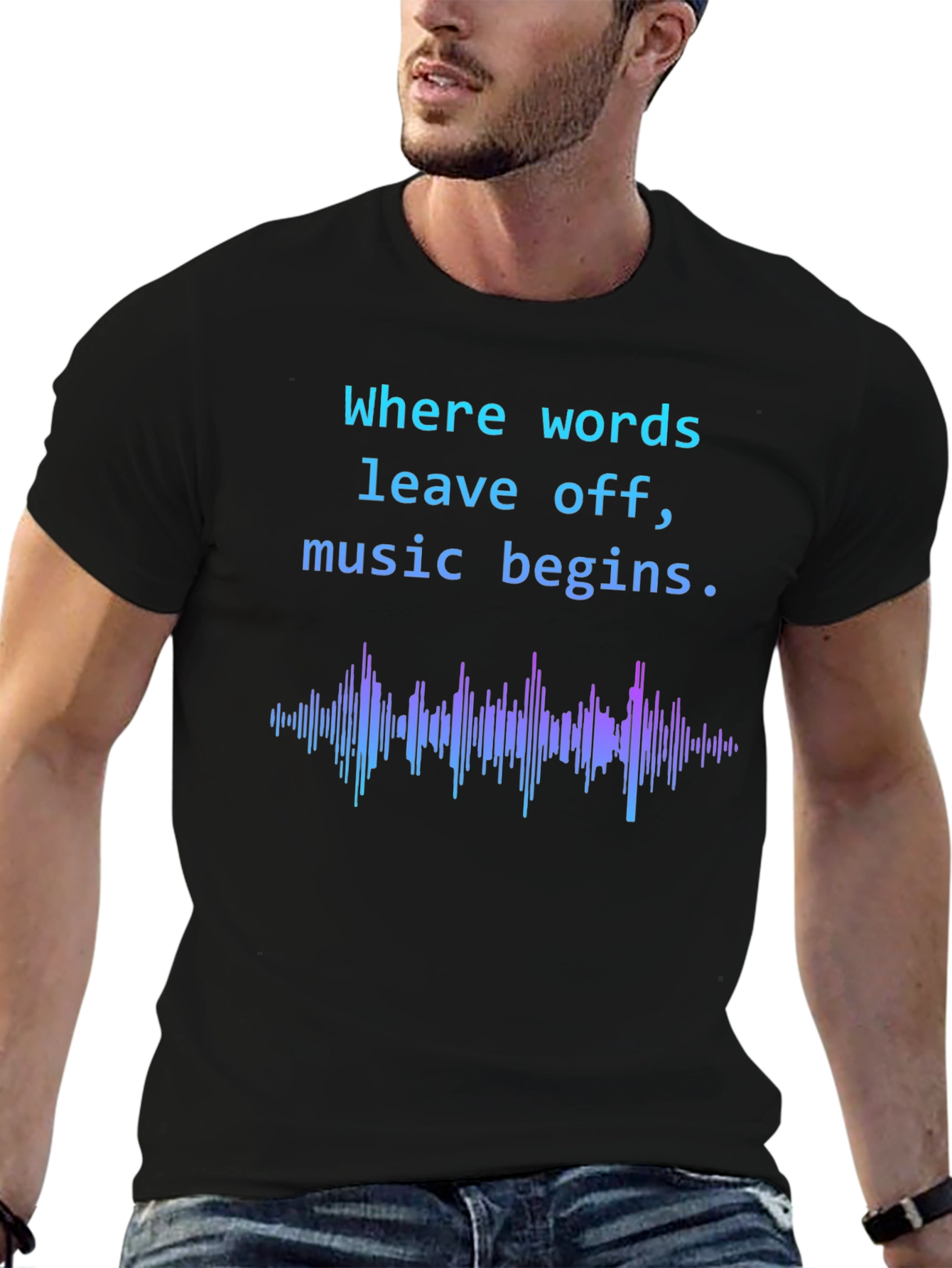 Music Begins Graphic Tee - Soft Black T-Shirt