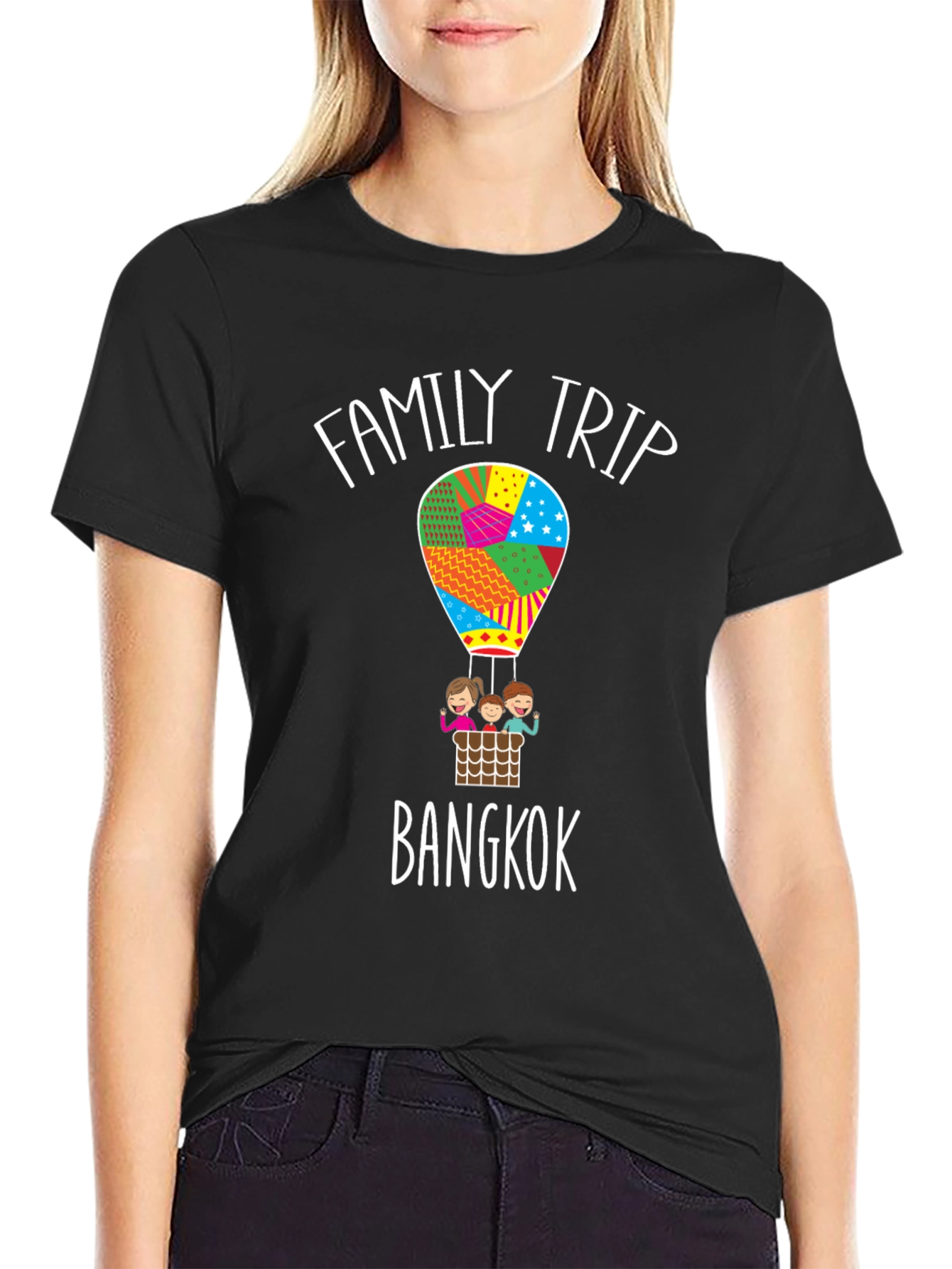 Family Trip Bangkok T-Shirt - Hot Air Balloon Design