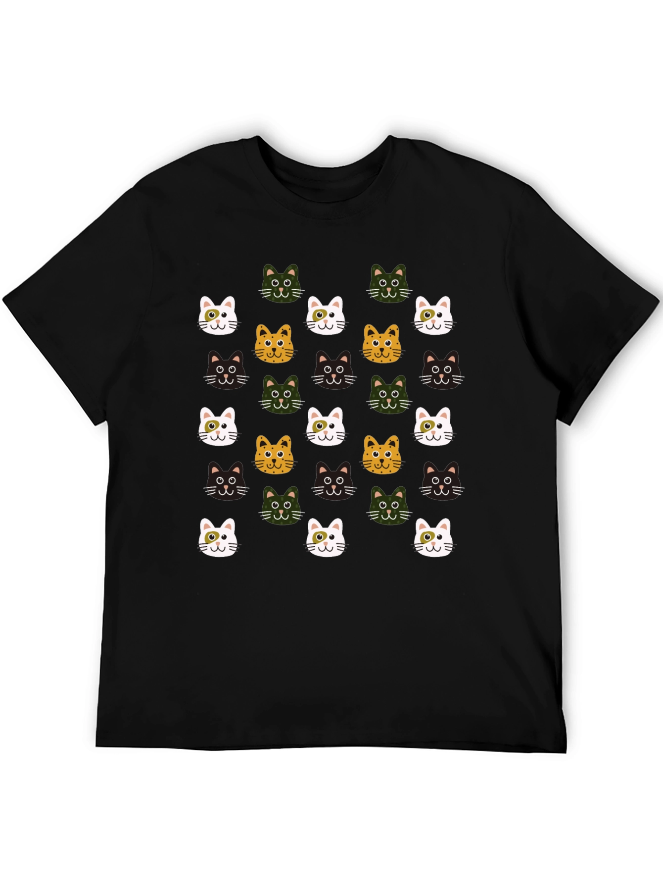 Cat Faces Pattern T-Shirt - Cute & Stylish