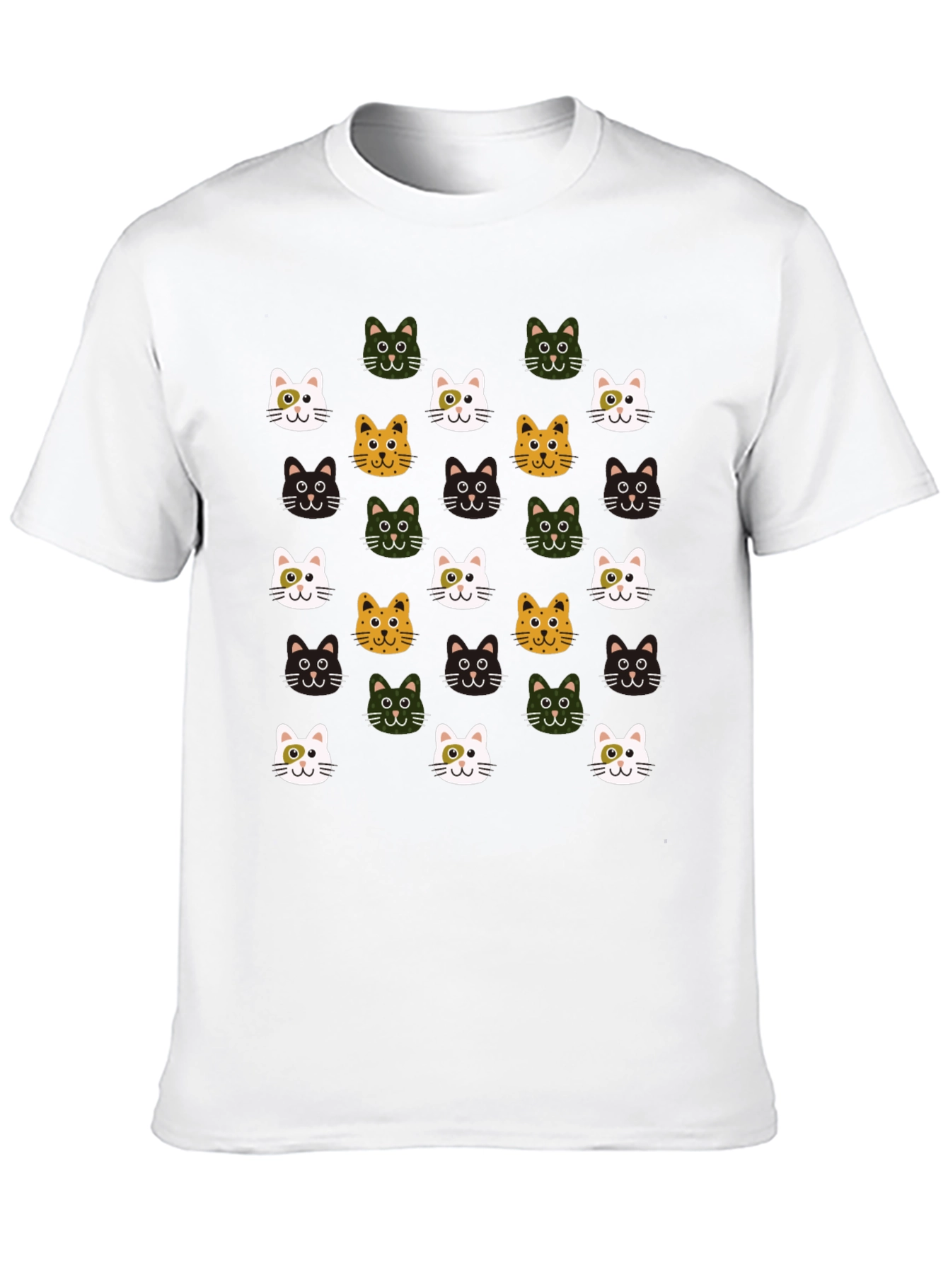 Cat Faces Pattern T-Shirt - Cute & Stylish