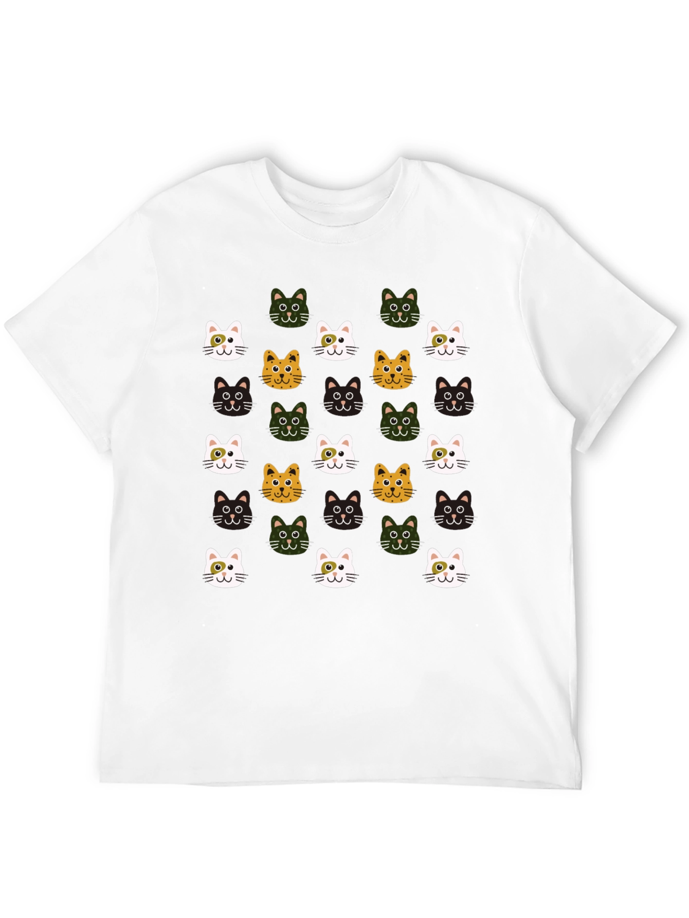 Cat Faces Pattern T-Shirt - Cute & Stylish