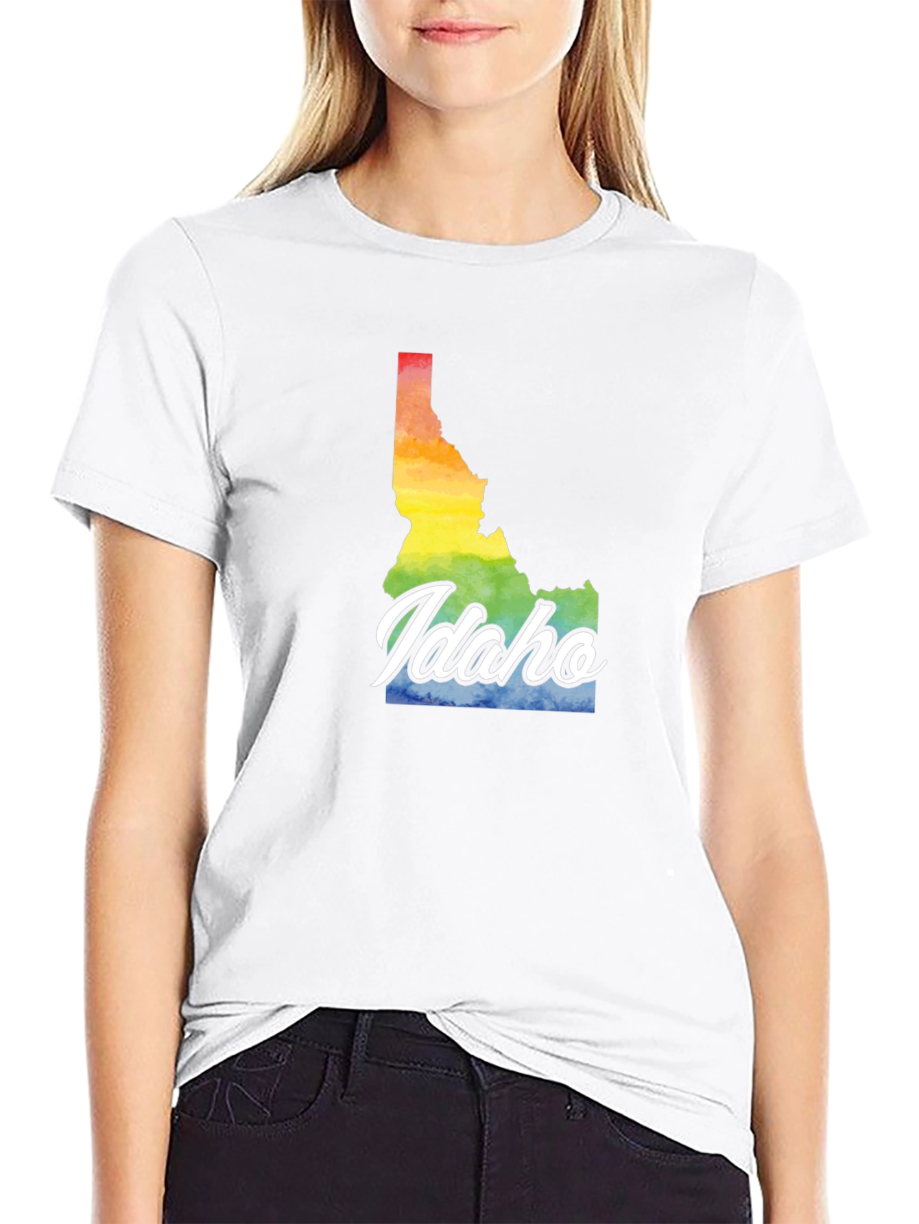 Idaho Pride T-Shirt - Rainbow State Map Tee