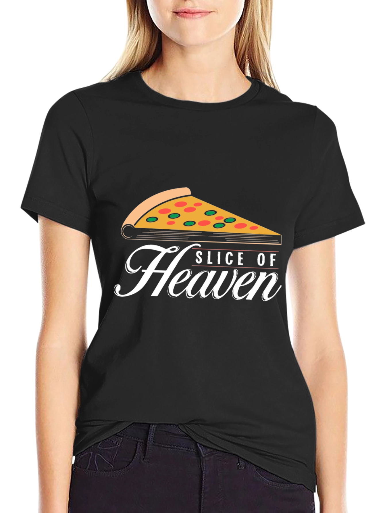 Slice of Heaven Pizza Graphic Tee - Black